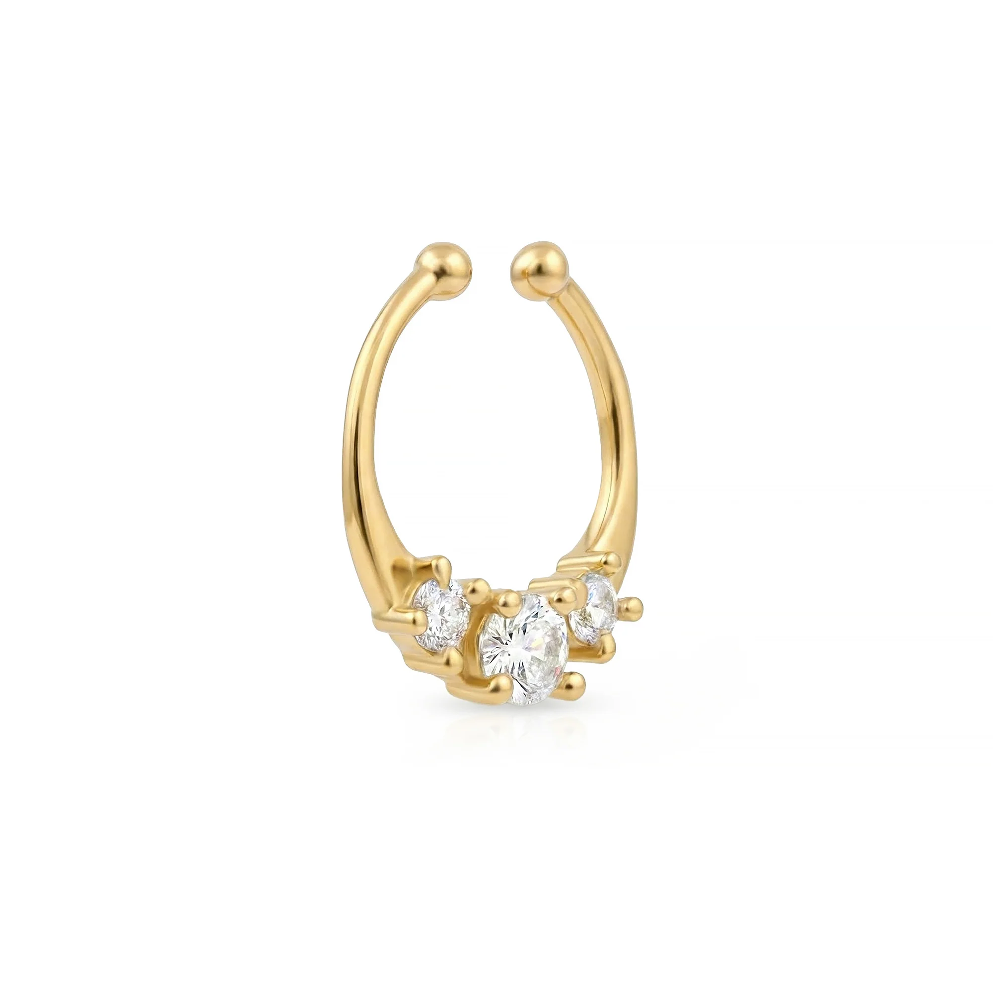 Minimal CZ Arc Septum Nose Ring - Image 4