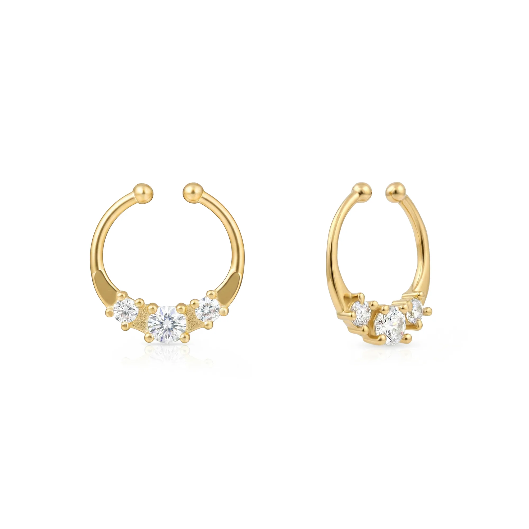 Minimal CZ Arc Septum Nose Ring - Image 6