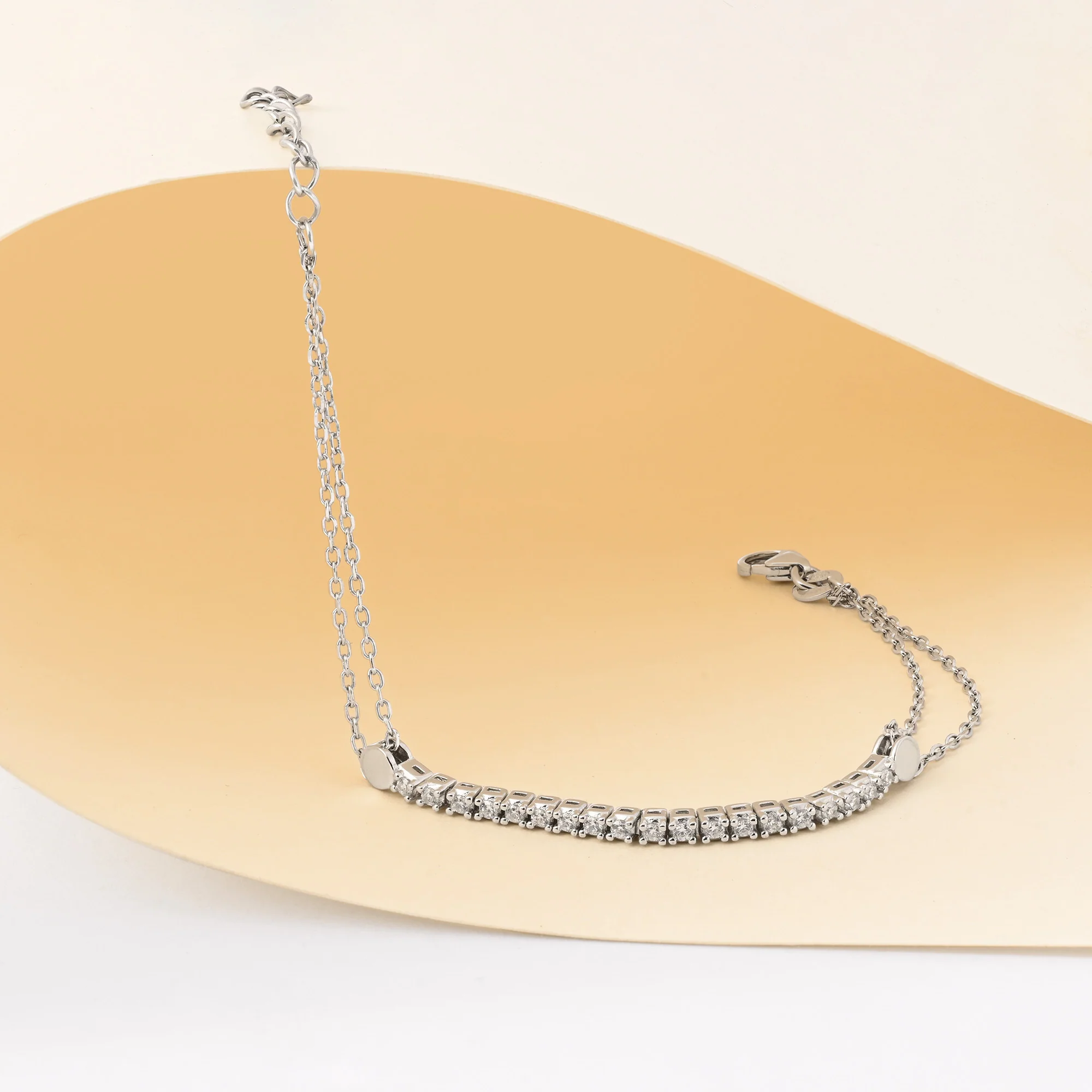 Minimal CZ Bar Silver Bracelet - Image 2