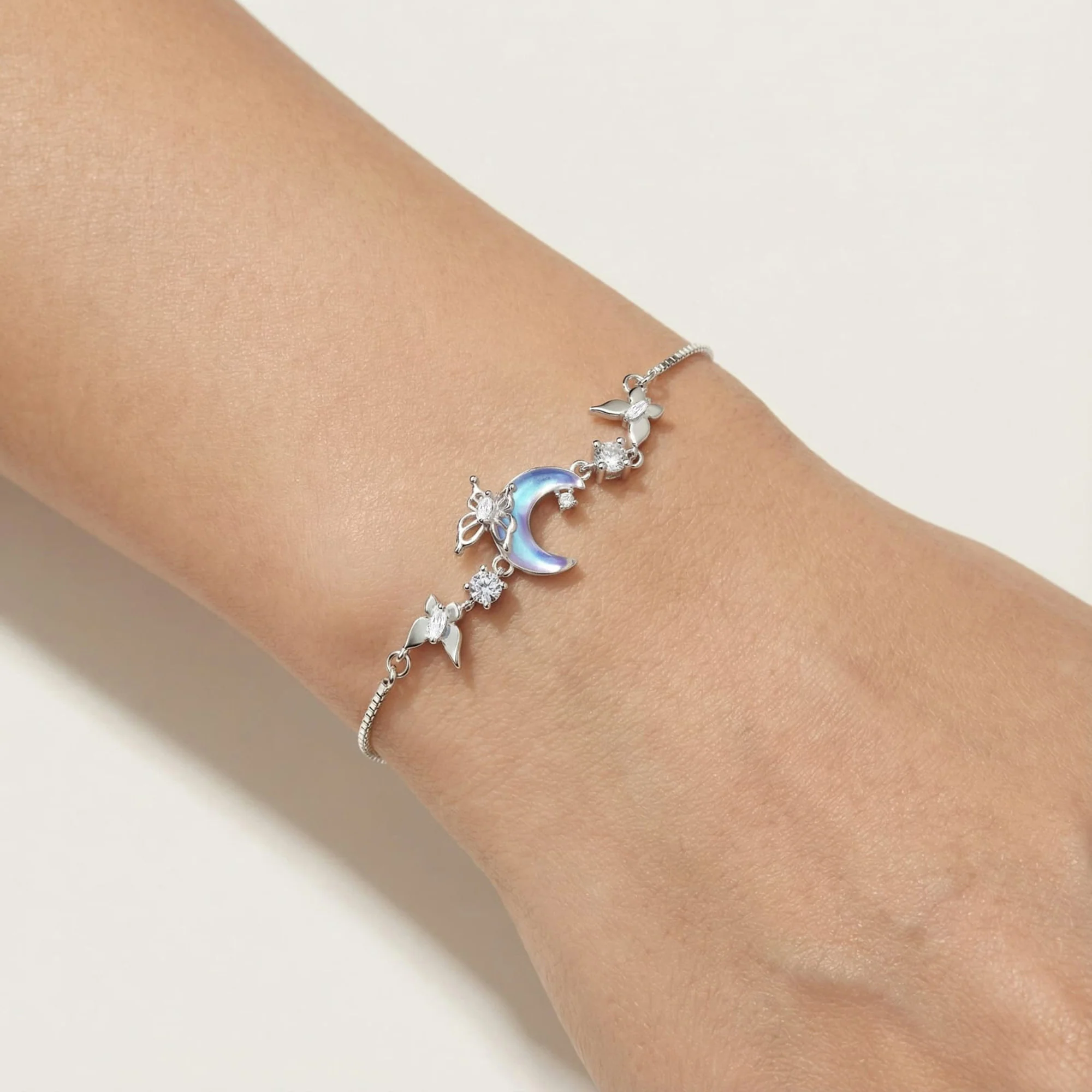 Moon Charm Silver Bracelet - Image 4