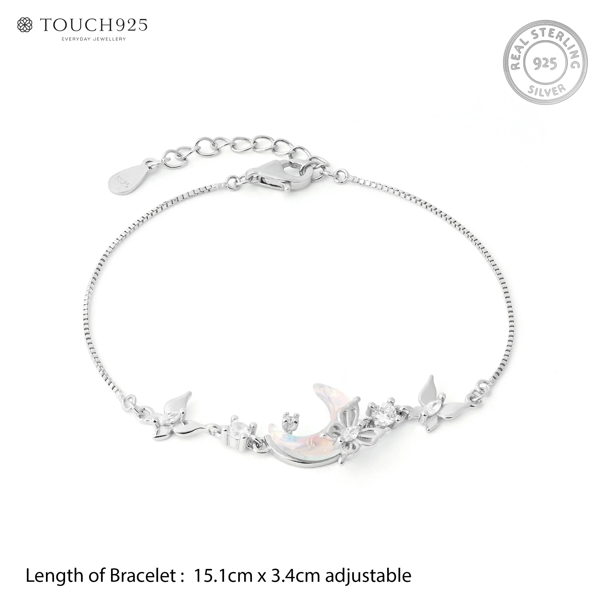 Moon Charm Silver Bracelet - Image 6