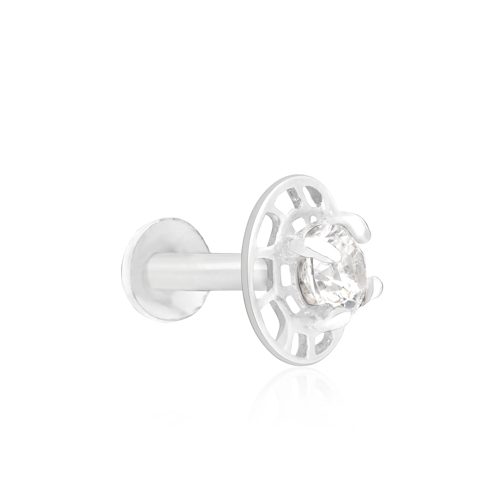 Openwork Bloom Silver Nose Pin - Image 2