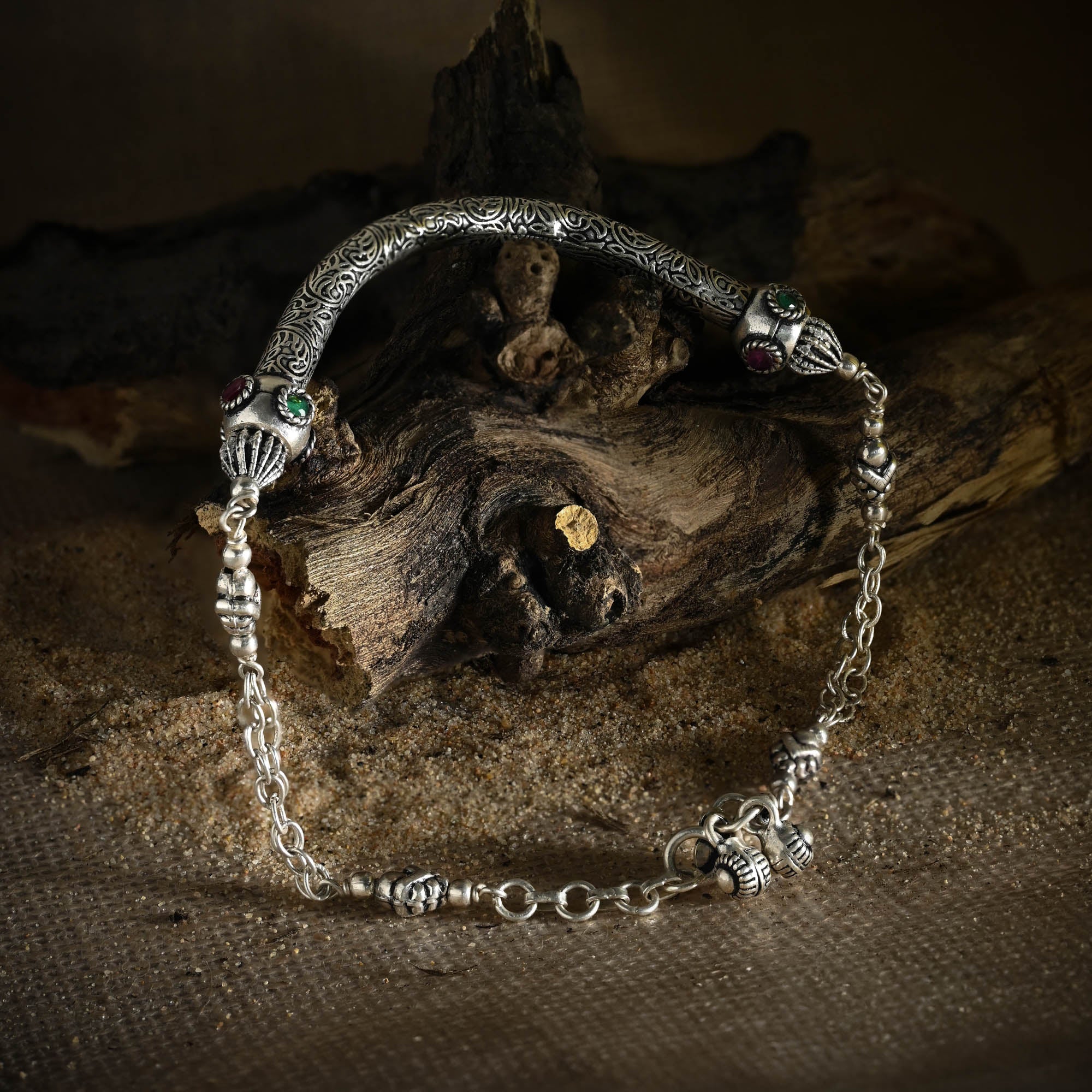 Ornamental Motif Gem Anklet - Image 2