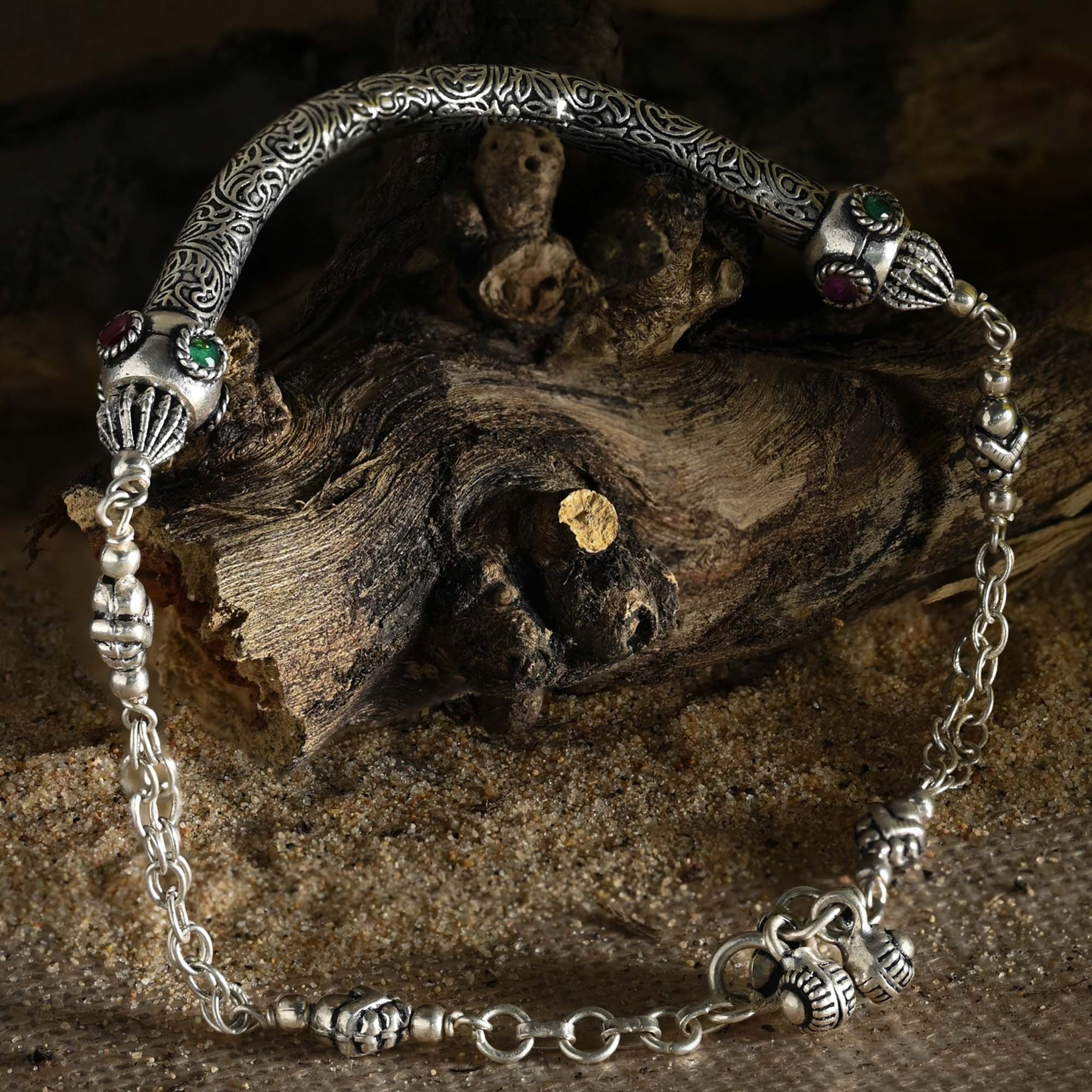 Ornamental Motif Gem Anklet - Image 4