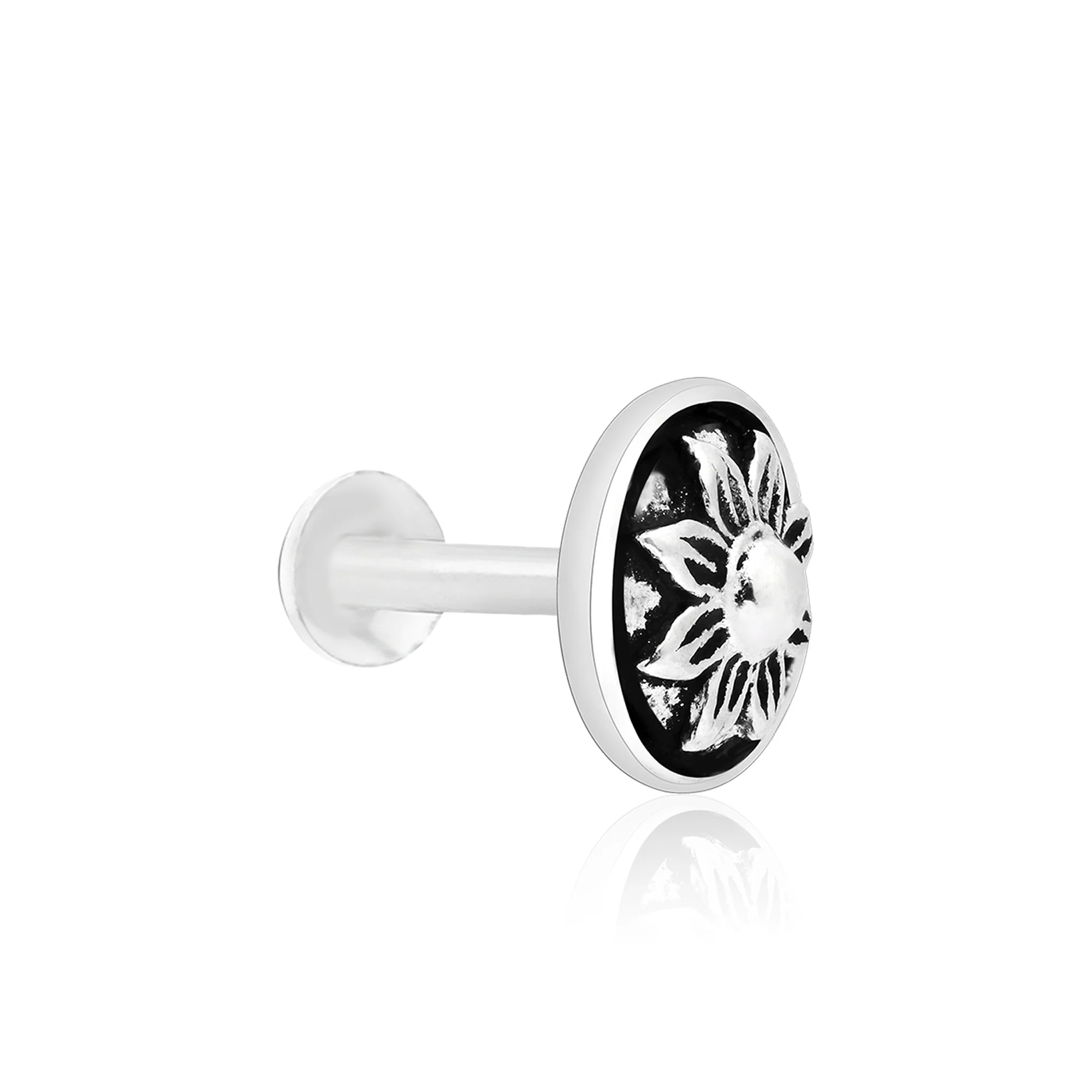 Oxidised Floral Mandala Nose Pin - Image 2