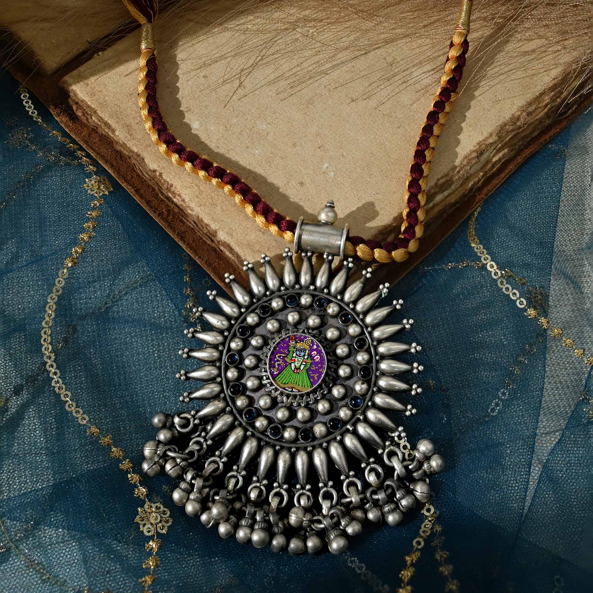 Oxidised Silver Ghungroo Necklace - Image 2