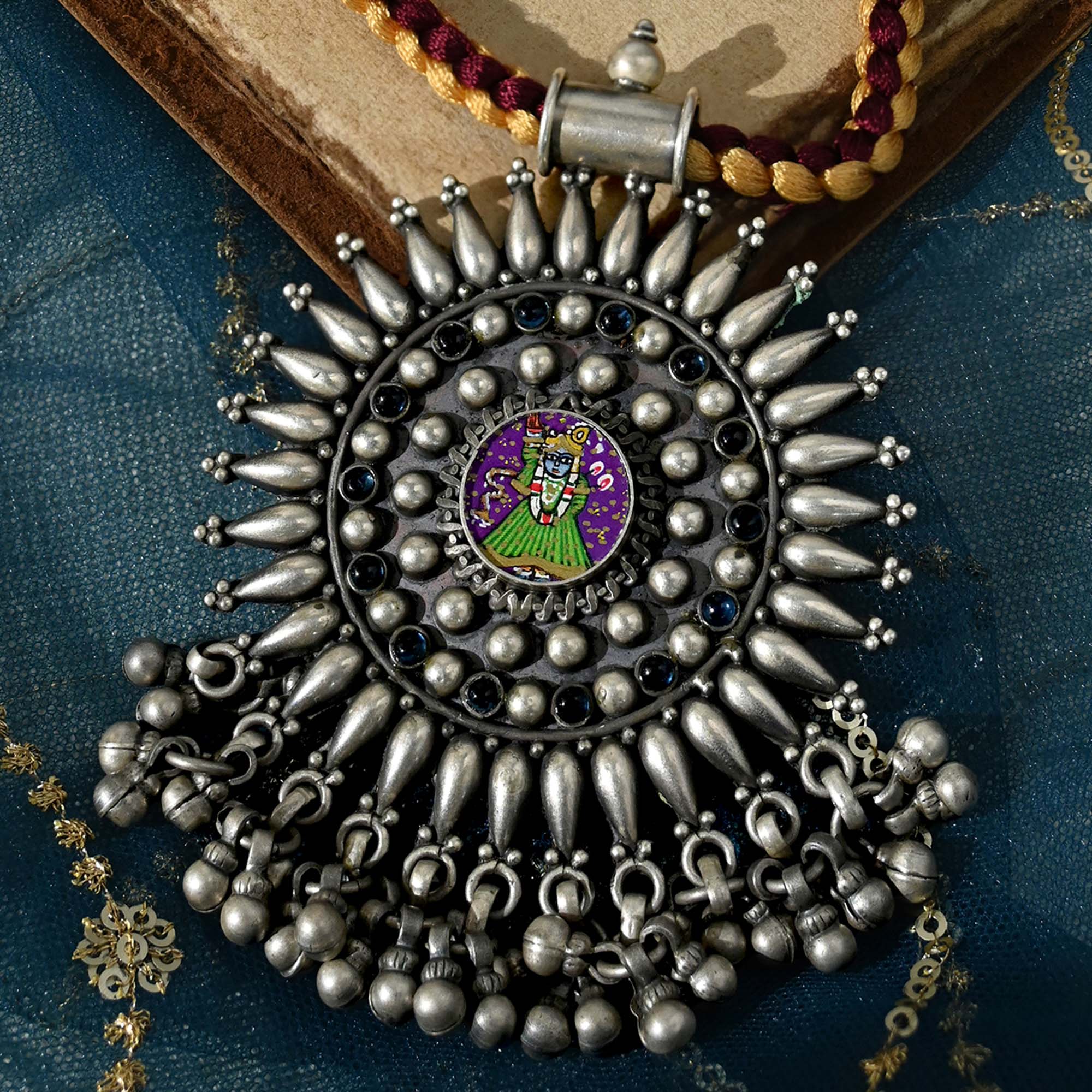 Oxidised Silver Ghungroo Necklace - Image 4