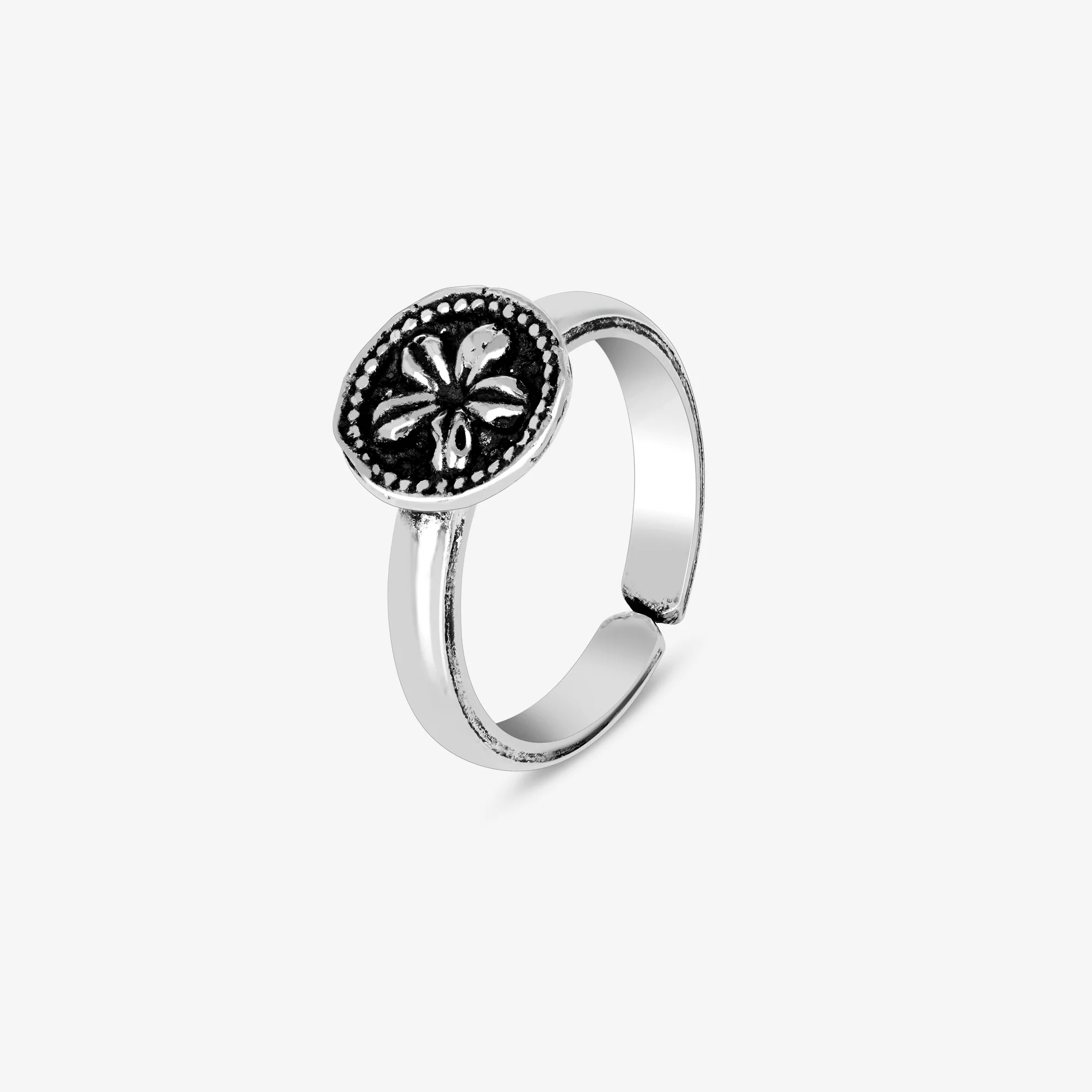 oxidized Flower Toe Ring - Image 5