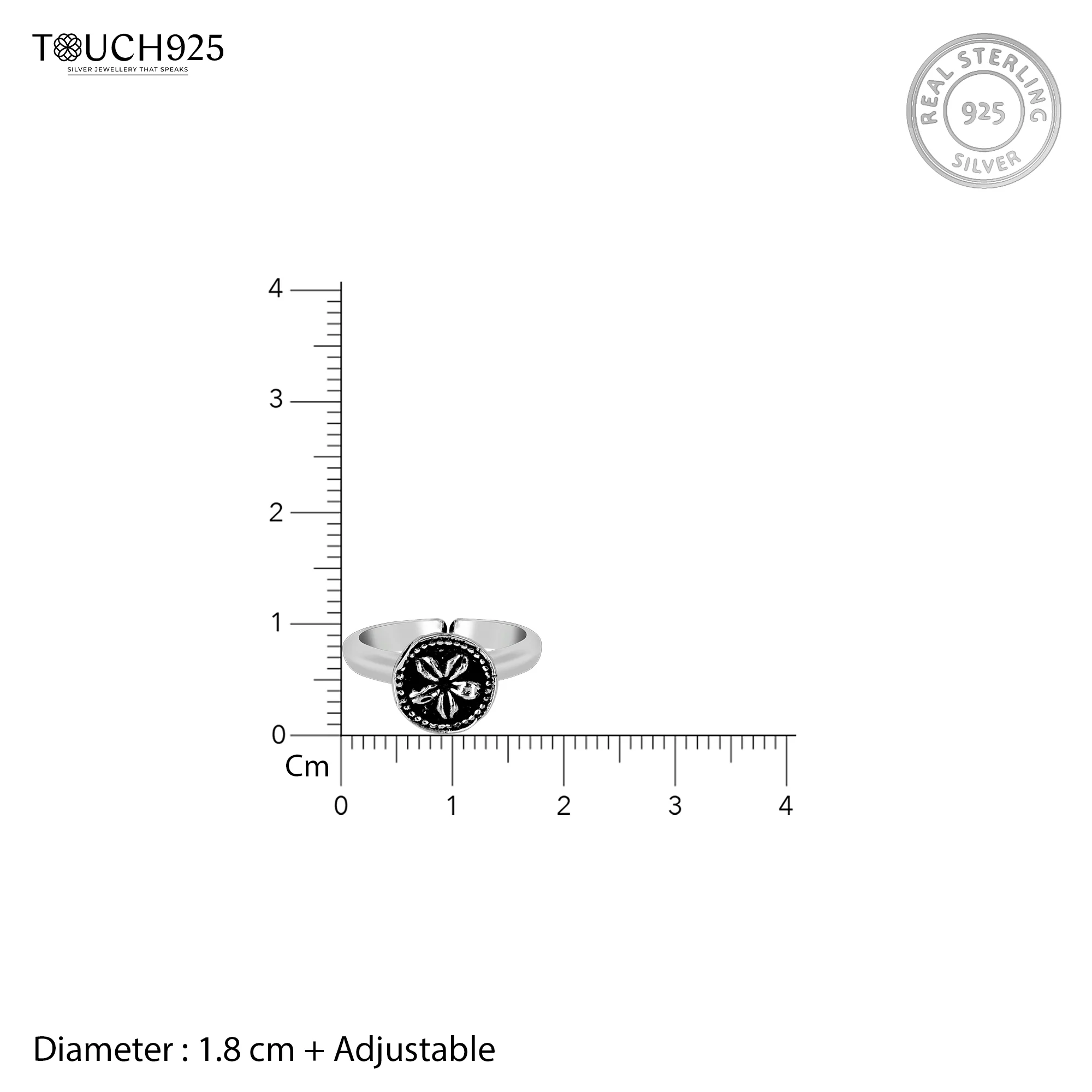 oxidized Flower Toe Ring - Image 6