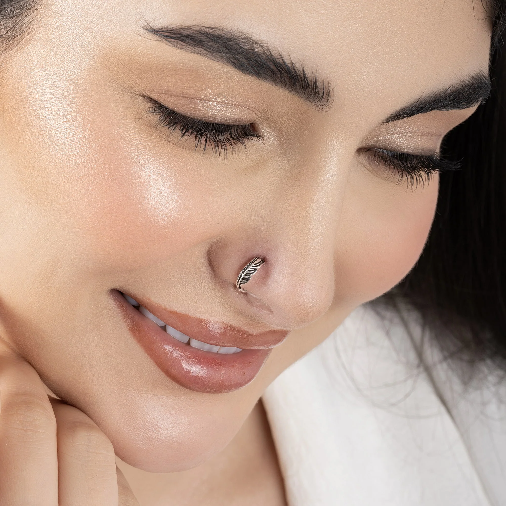 Oxidized Leaf Nose Ring - Image 5