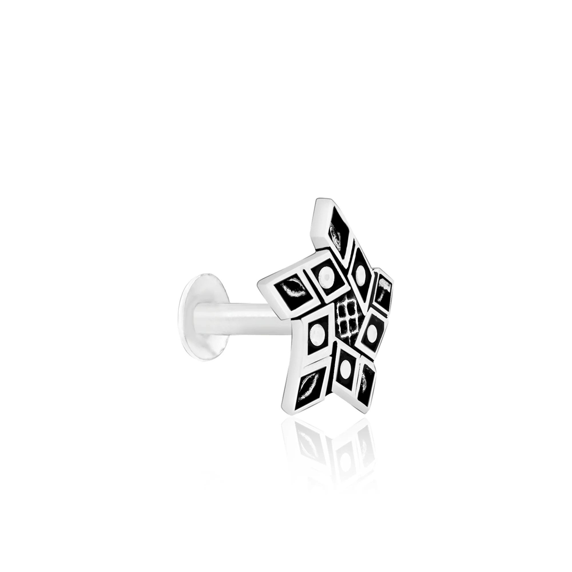 Panch-Tara Oxidised Silver Nose Pin - Image 2