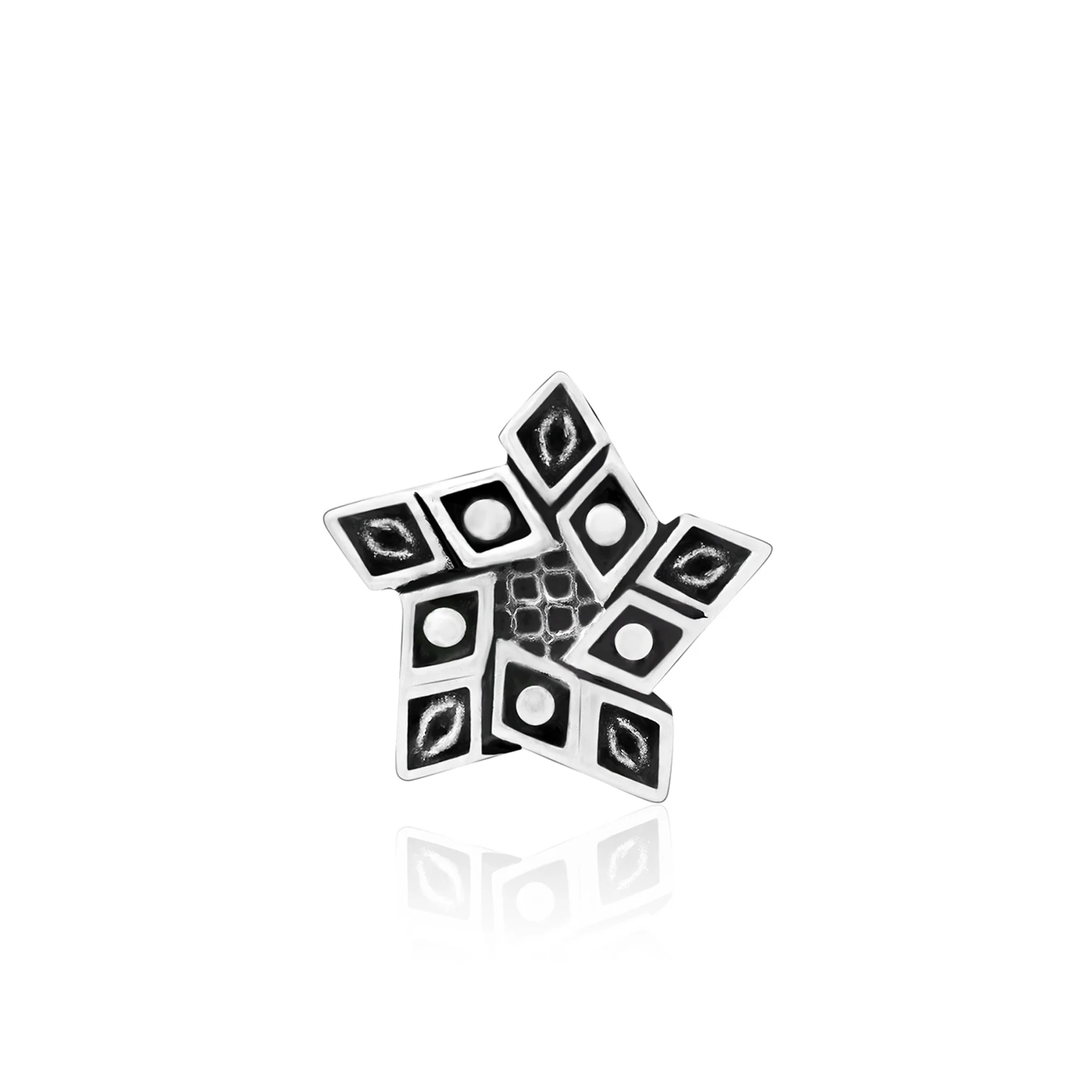 Panch-Tara Oxidised Silver Nose Pin - Image 4