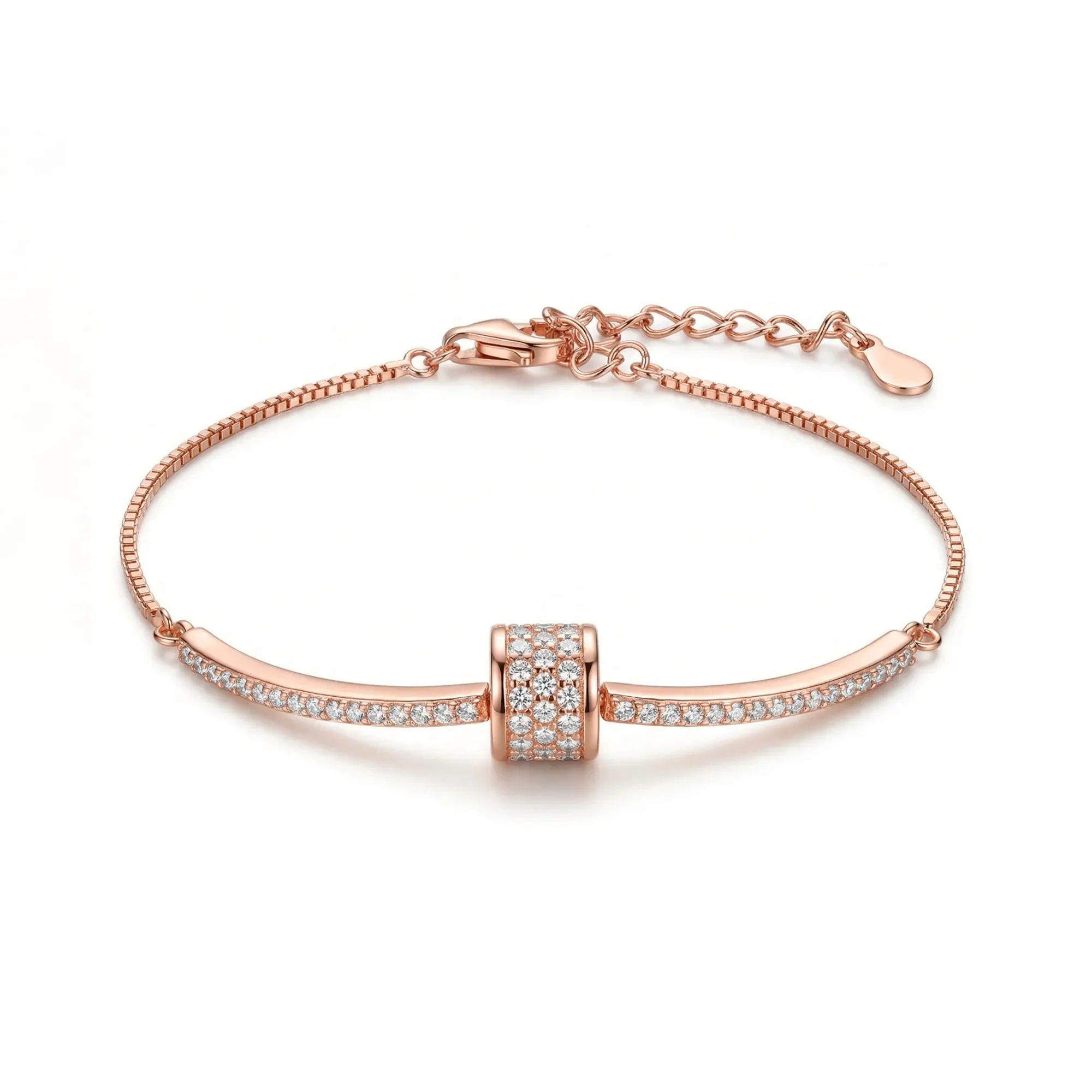 Pavé Curve Silver Bracelet - Image 6