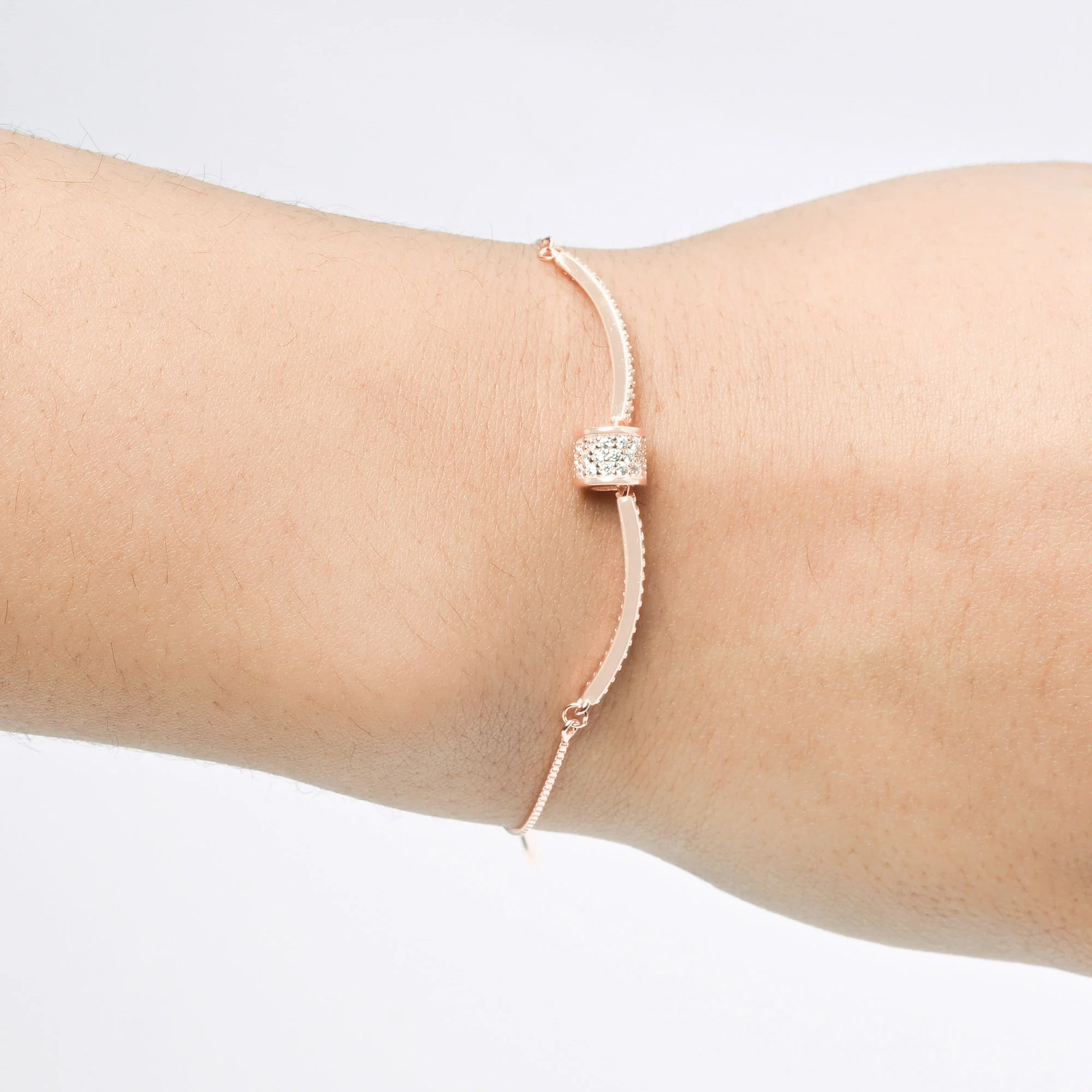 Pavé Curve Silver Bracelet - Image 8