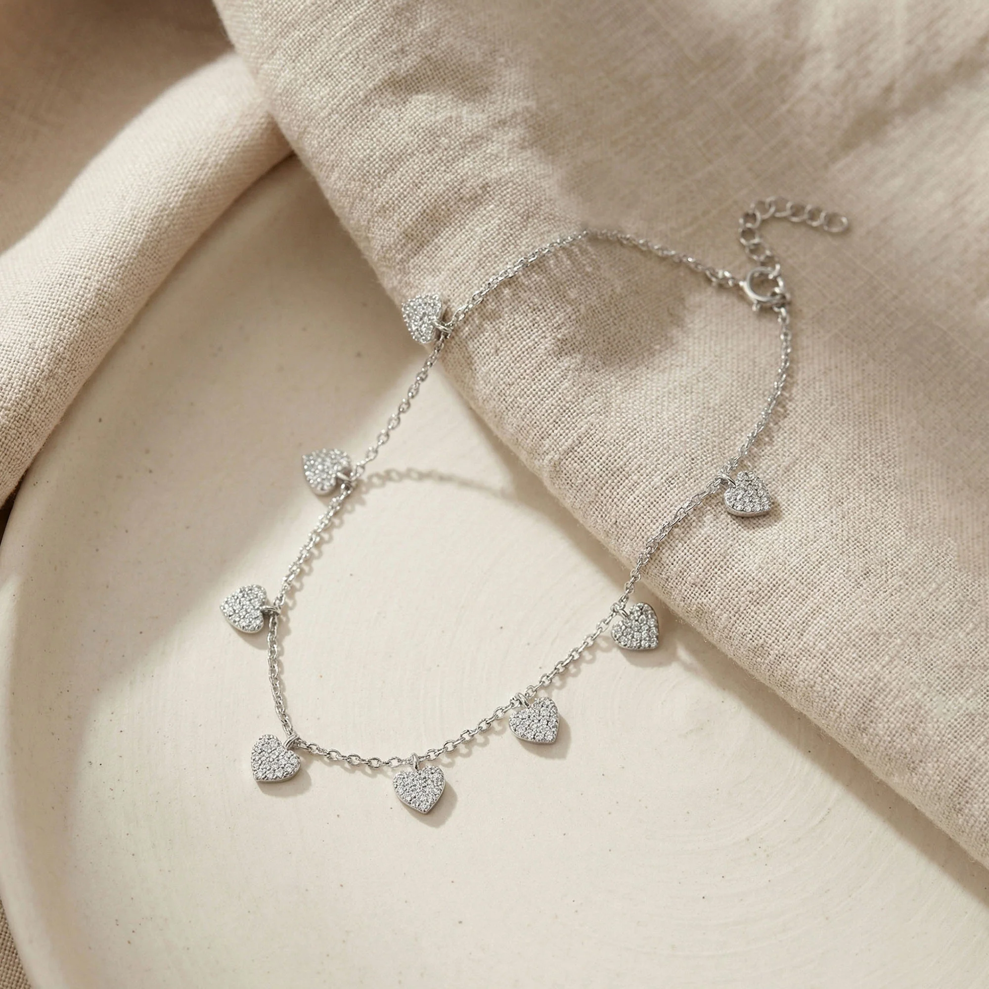Pavé Heart Charm Bracelet