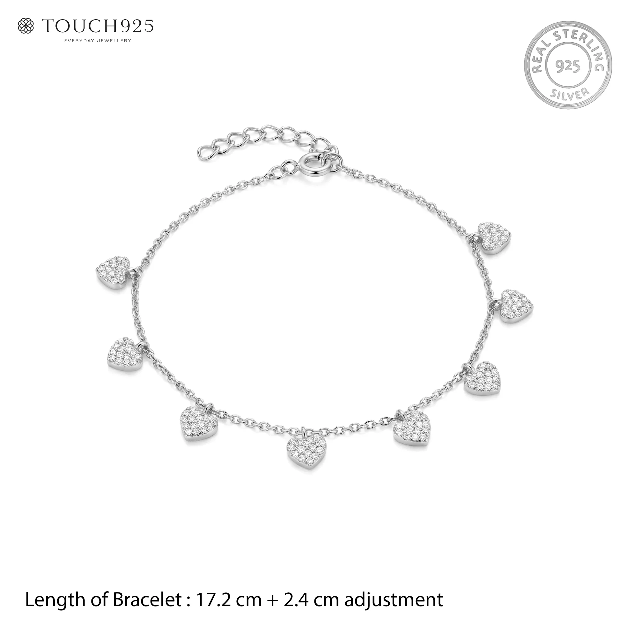 Pavé Heart Charm Bracelet - Image 5