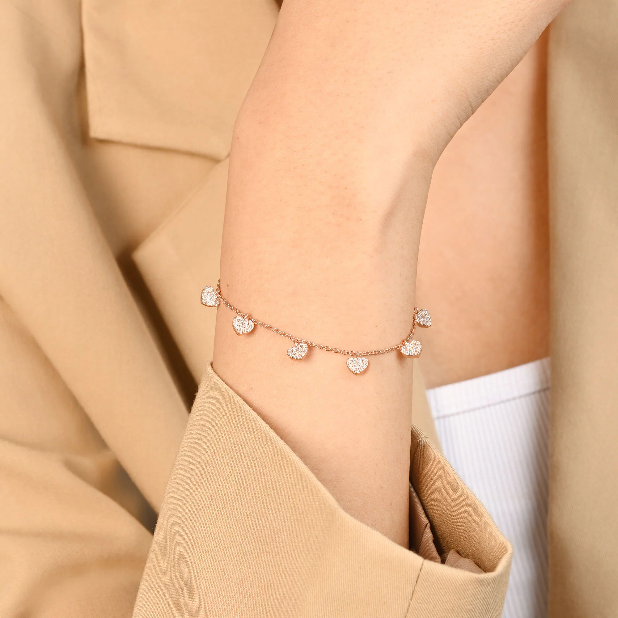 Pavé Heart Charm Bracelet - Image 8