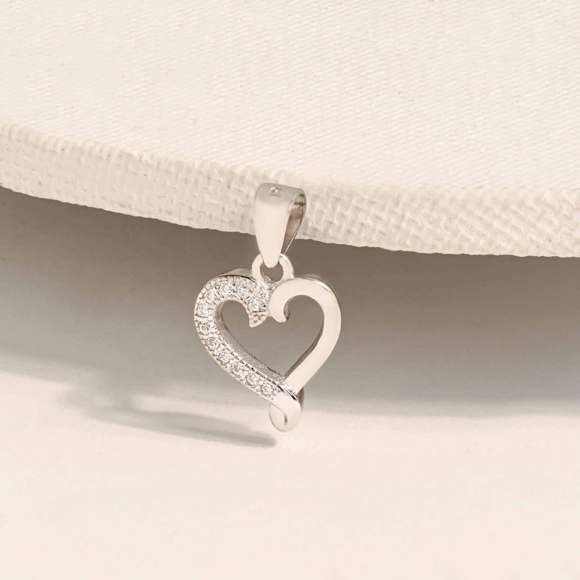 Pavé Loop Heart Silver Pendant