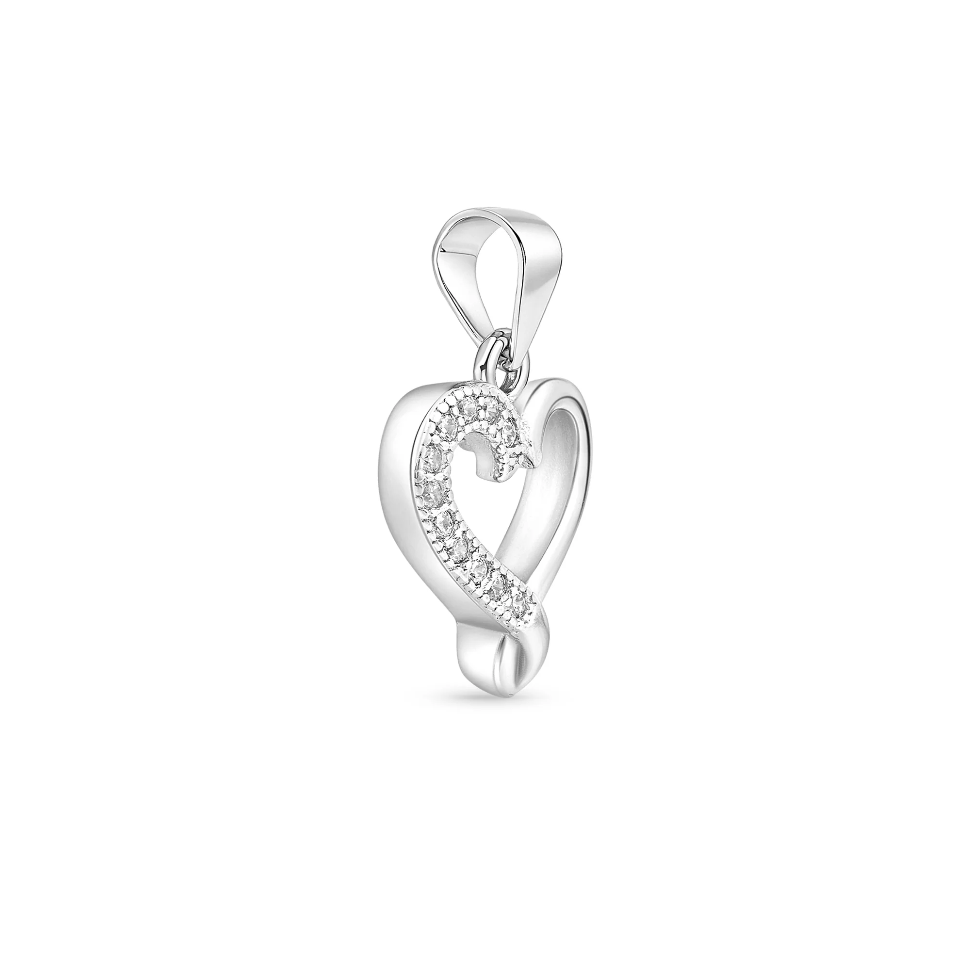 Pavé Loop Heart Silver Pendant - Image 4