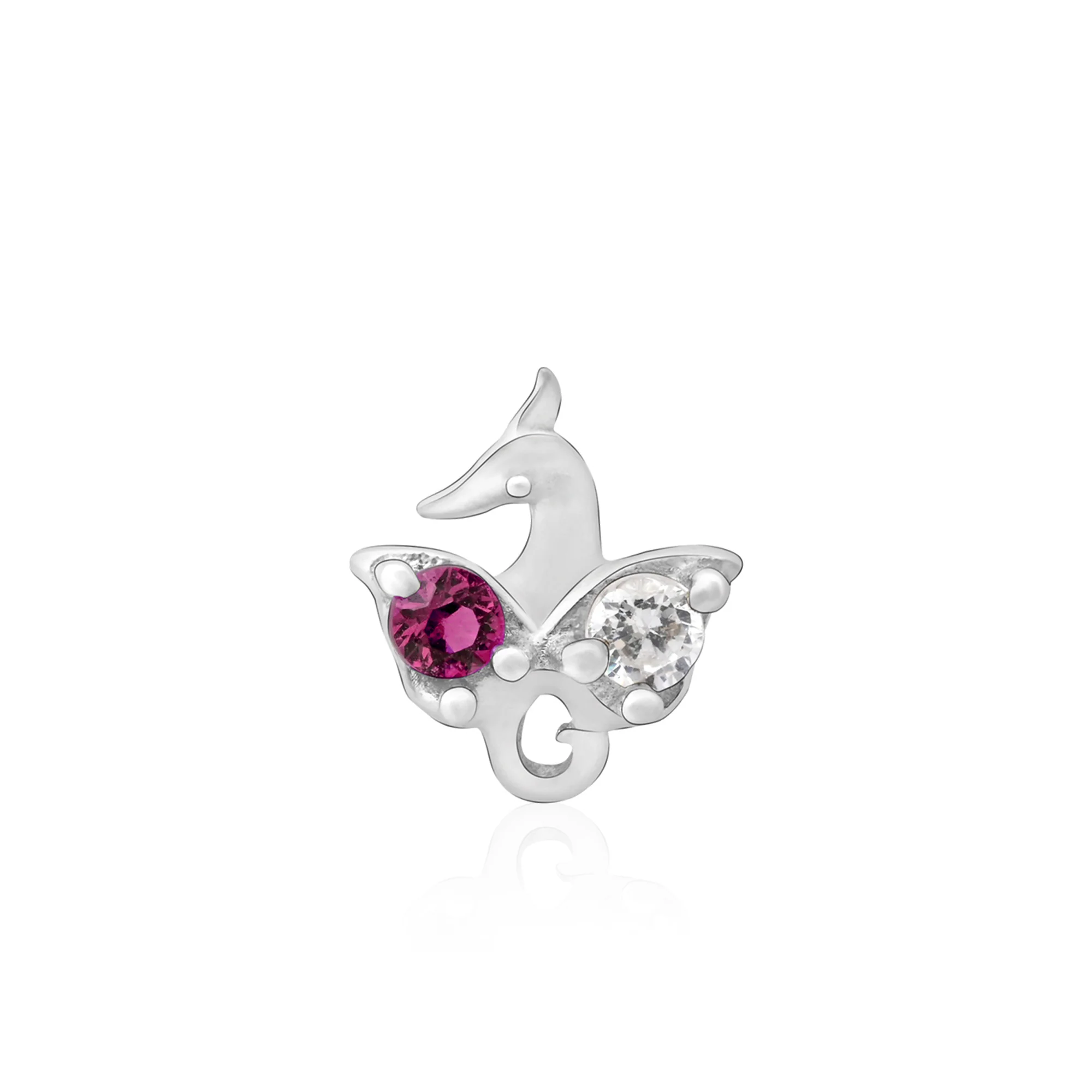 Peacock Motif Silver Nose Pin - Image 3