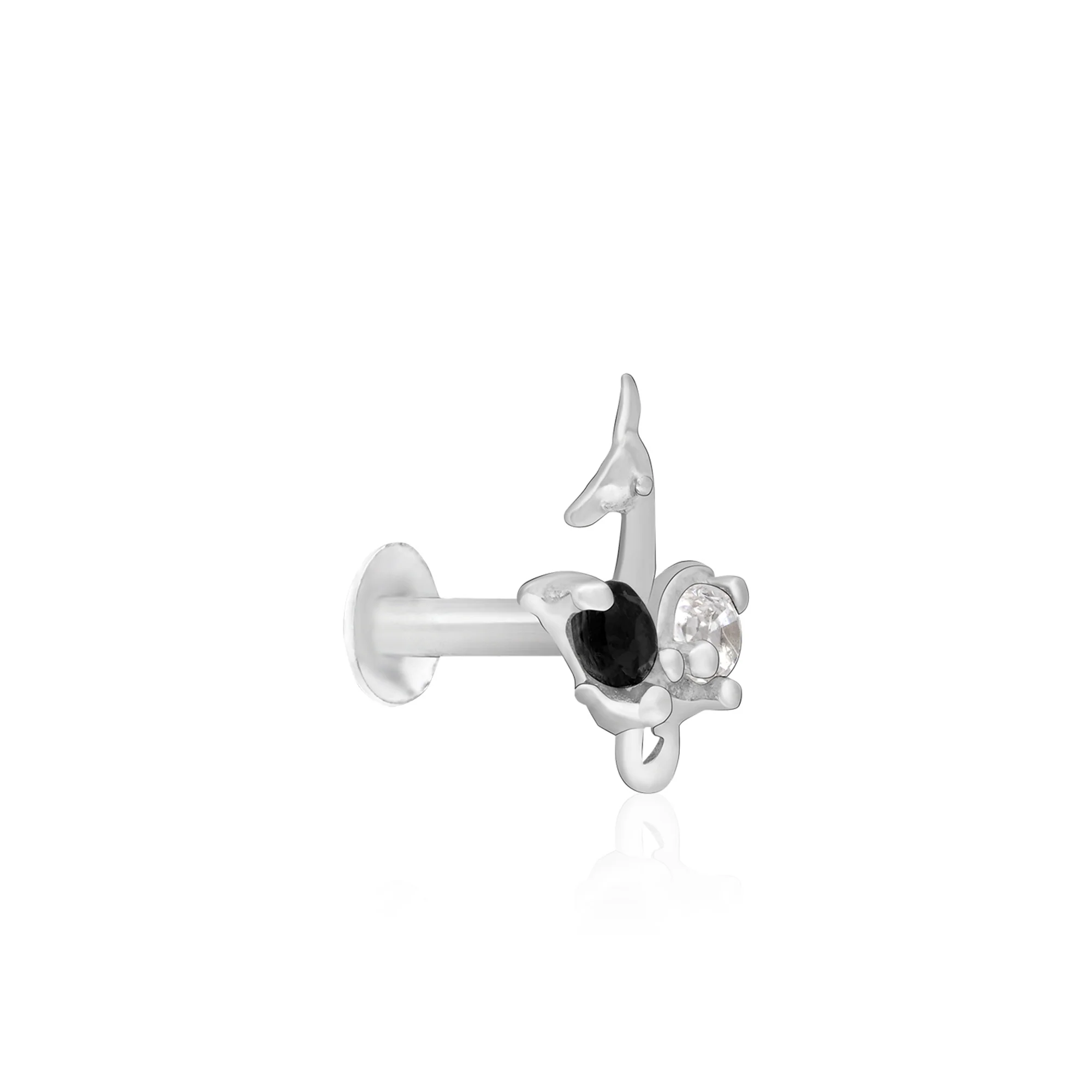 Peacock Motif Silver Nose Pin - Image 7