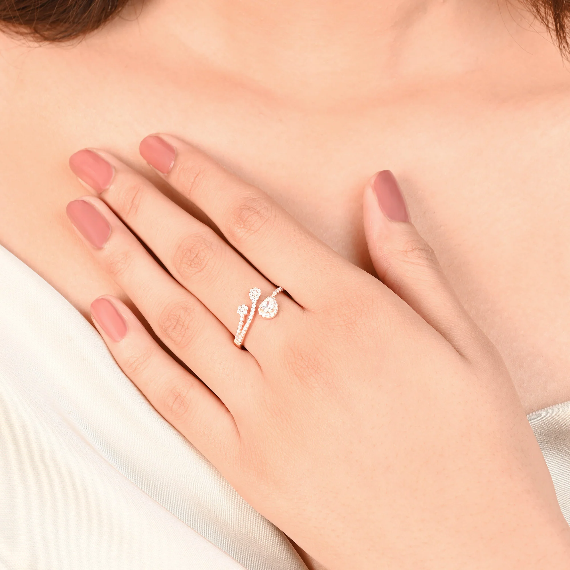 Pear Halo Wrap Ring - Image 8