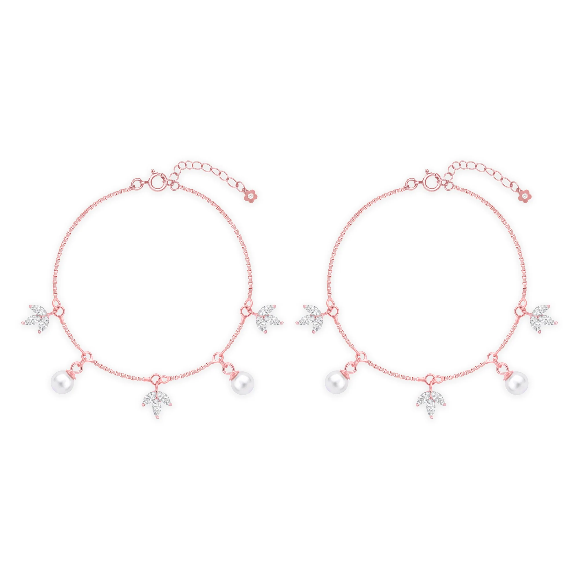 Pearl Bloom Silver Anklet - Image 14