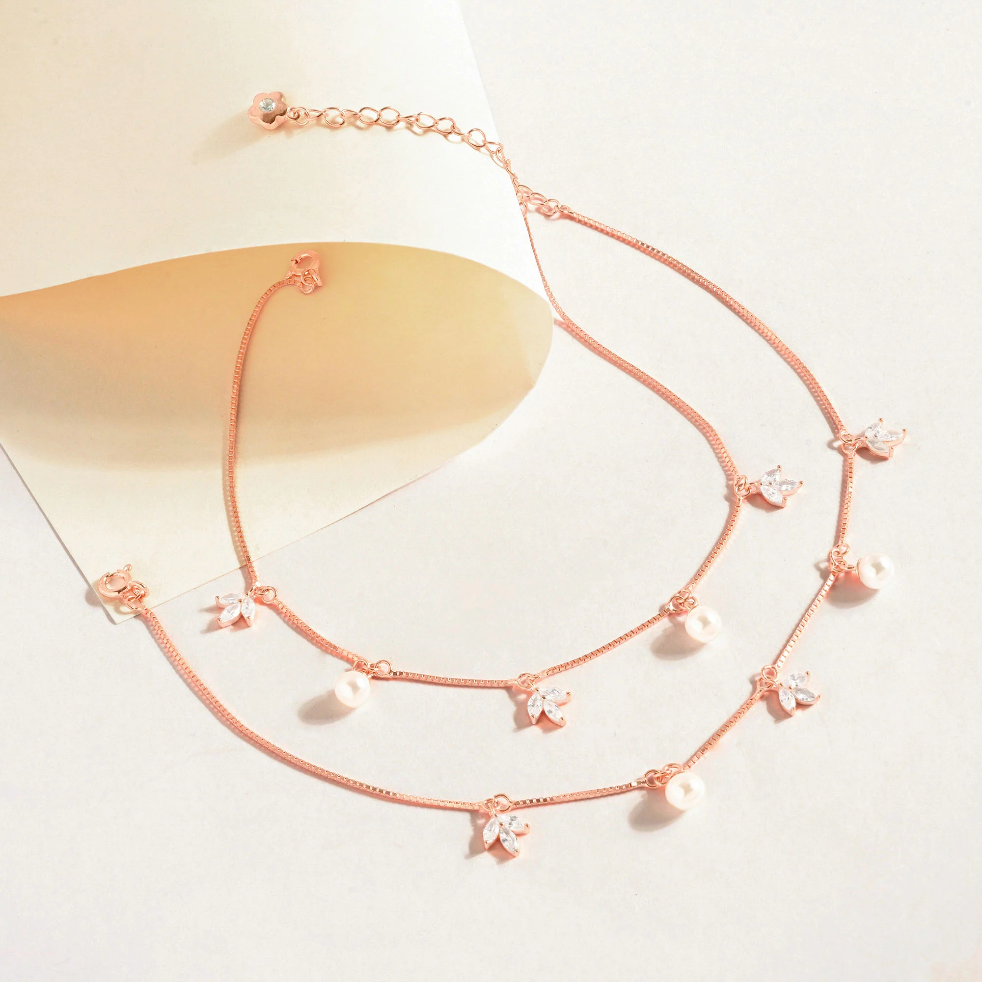 Pearl Bloom Silver Anklet - Image 15