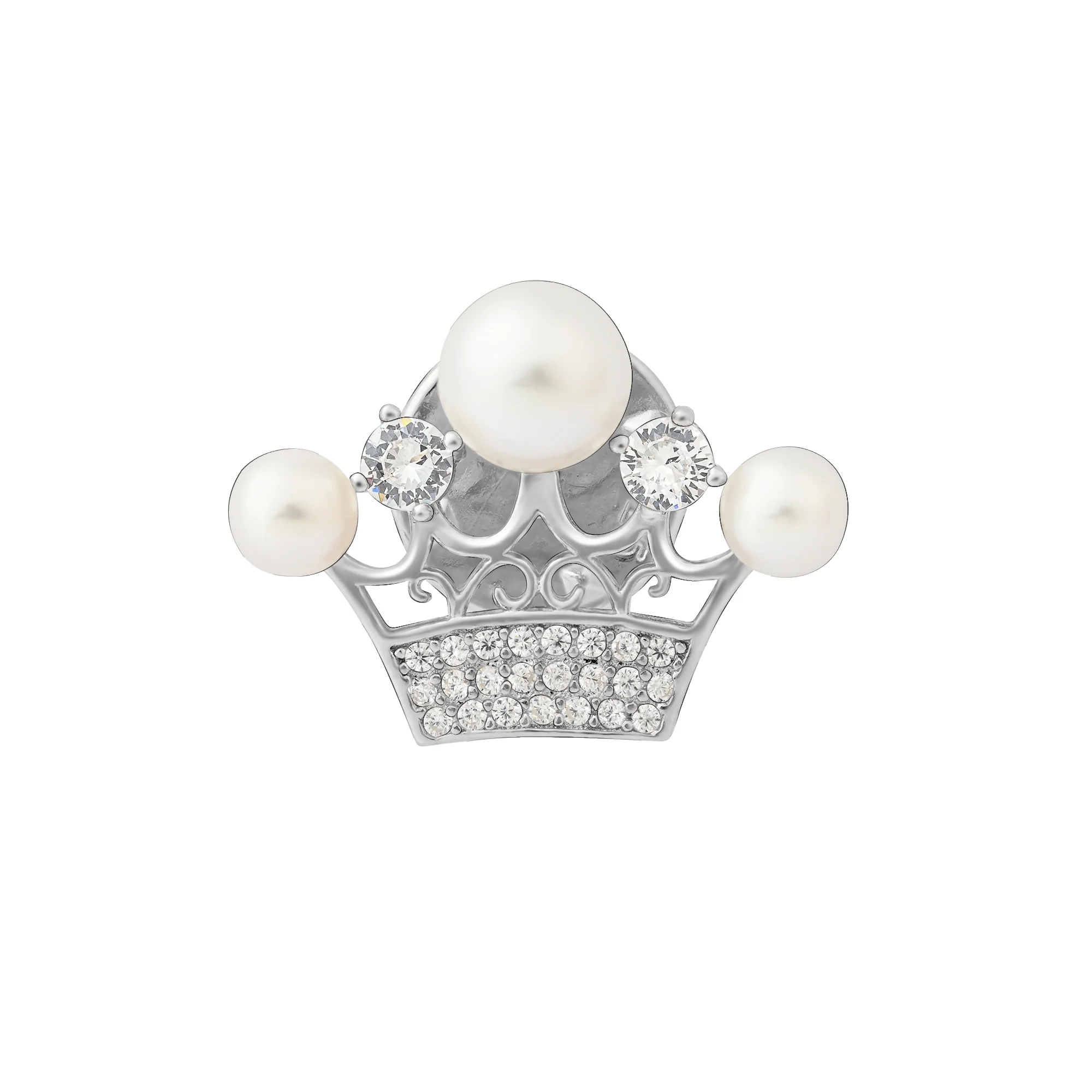 Pearl Crown Silver Brooch - Image 4
