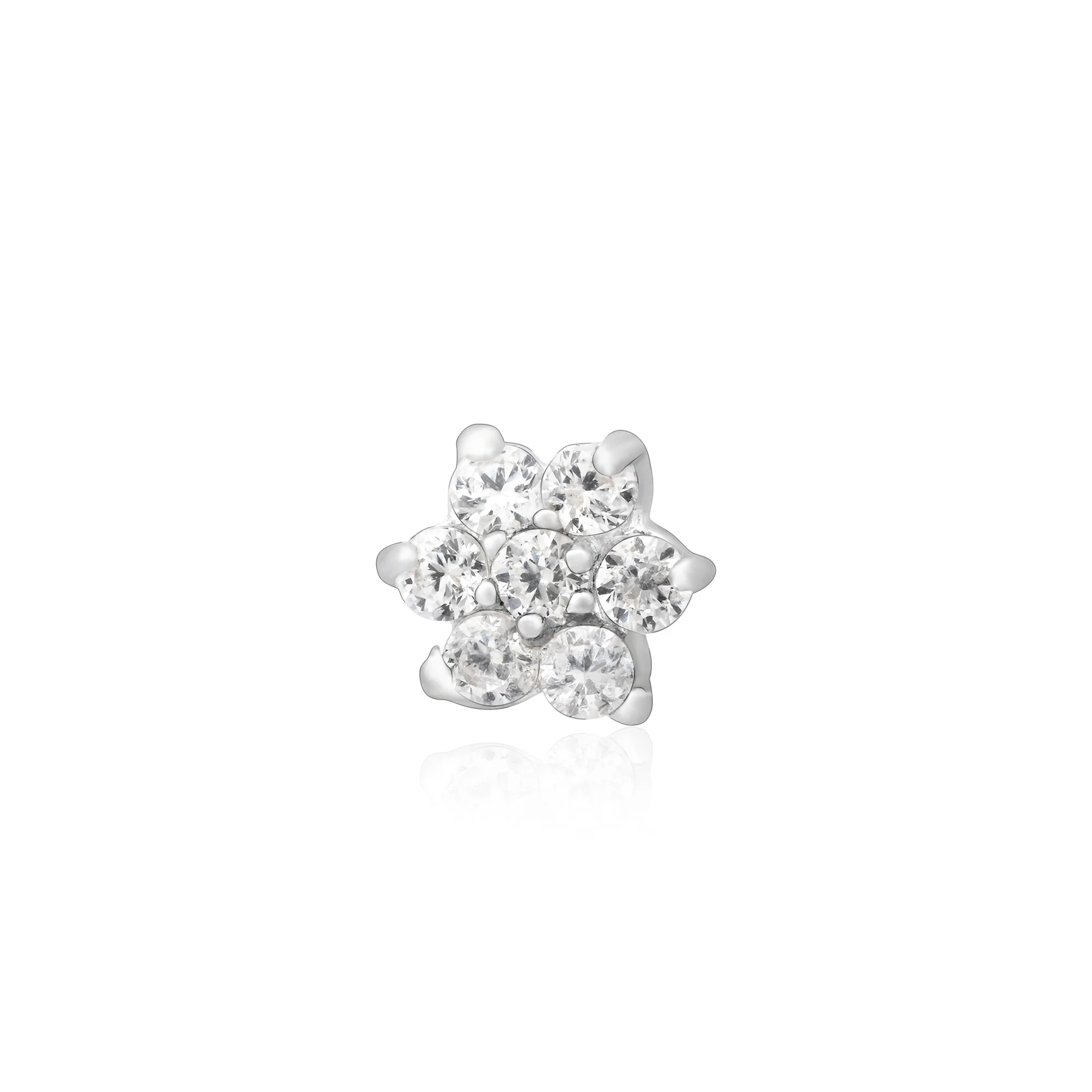 Petite Floral Silver Nose Pin - Image 4