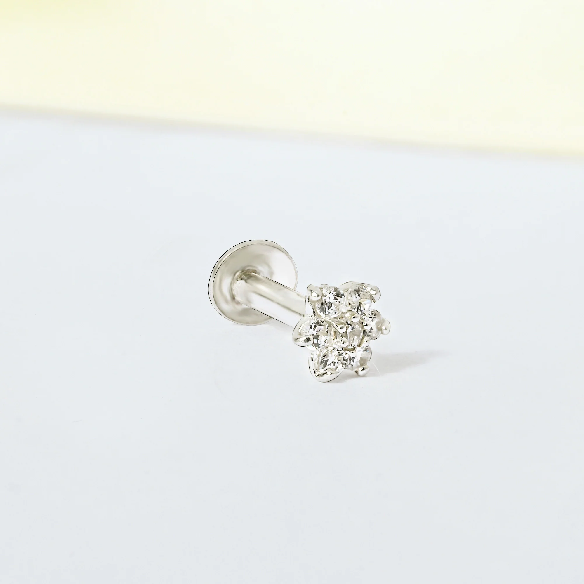 Petite Floral Silver Nose Pin - Image 5