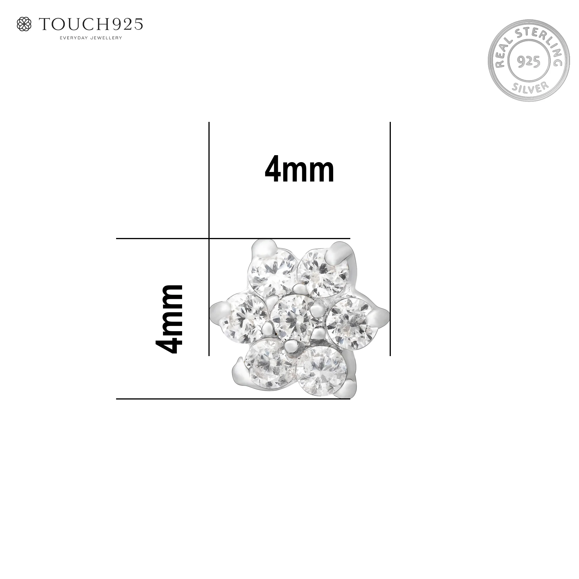 Petite Floral Silver Nose Pin - Image 6