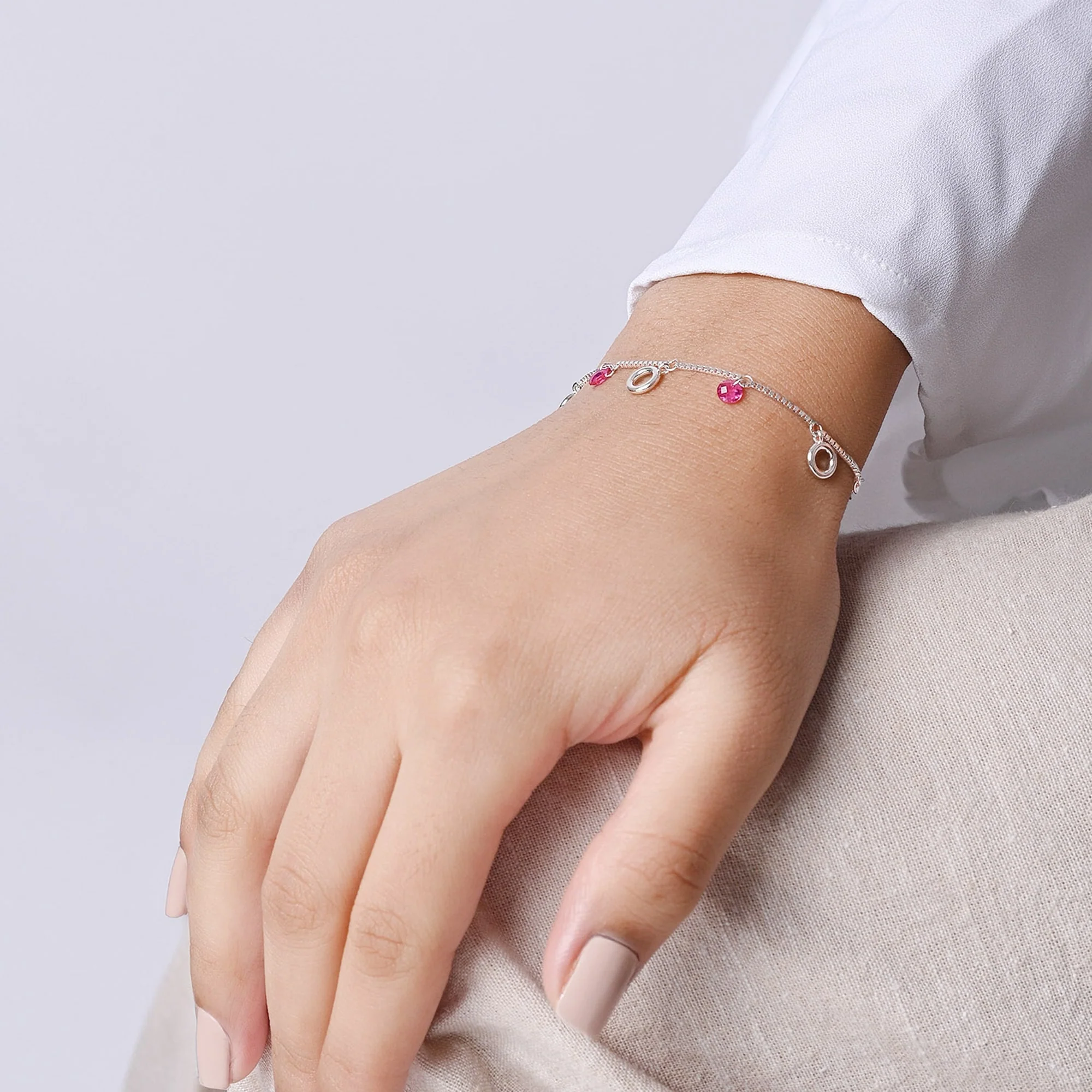 Pink Bead and Circle Charm Bracelet - Image 4