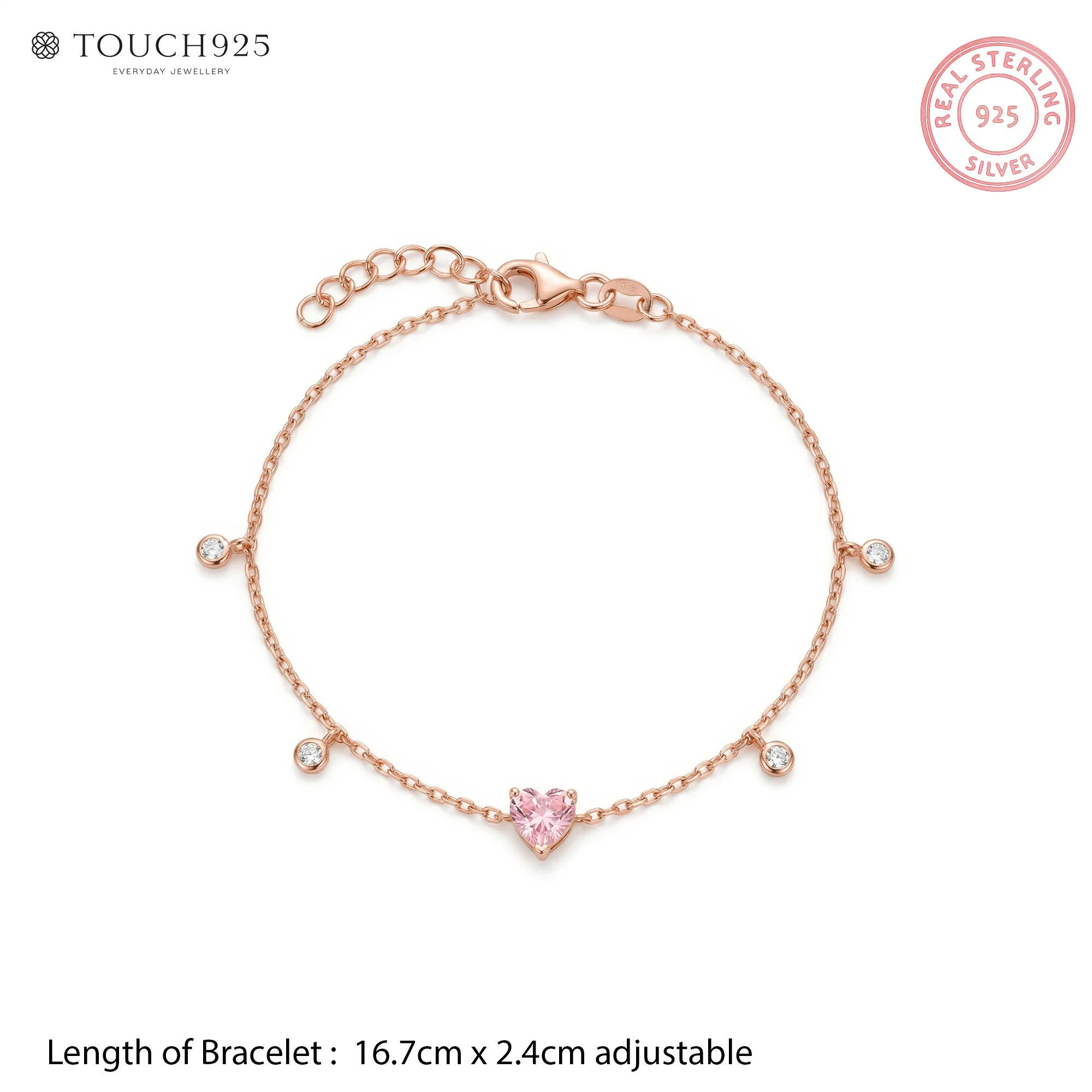 Pink Heart Silver Bracelet - Image 10