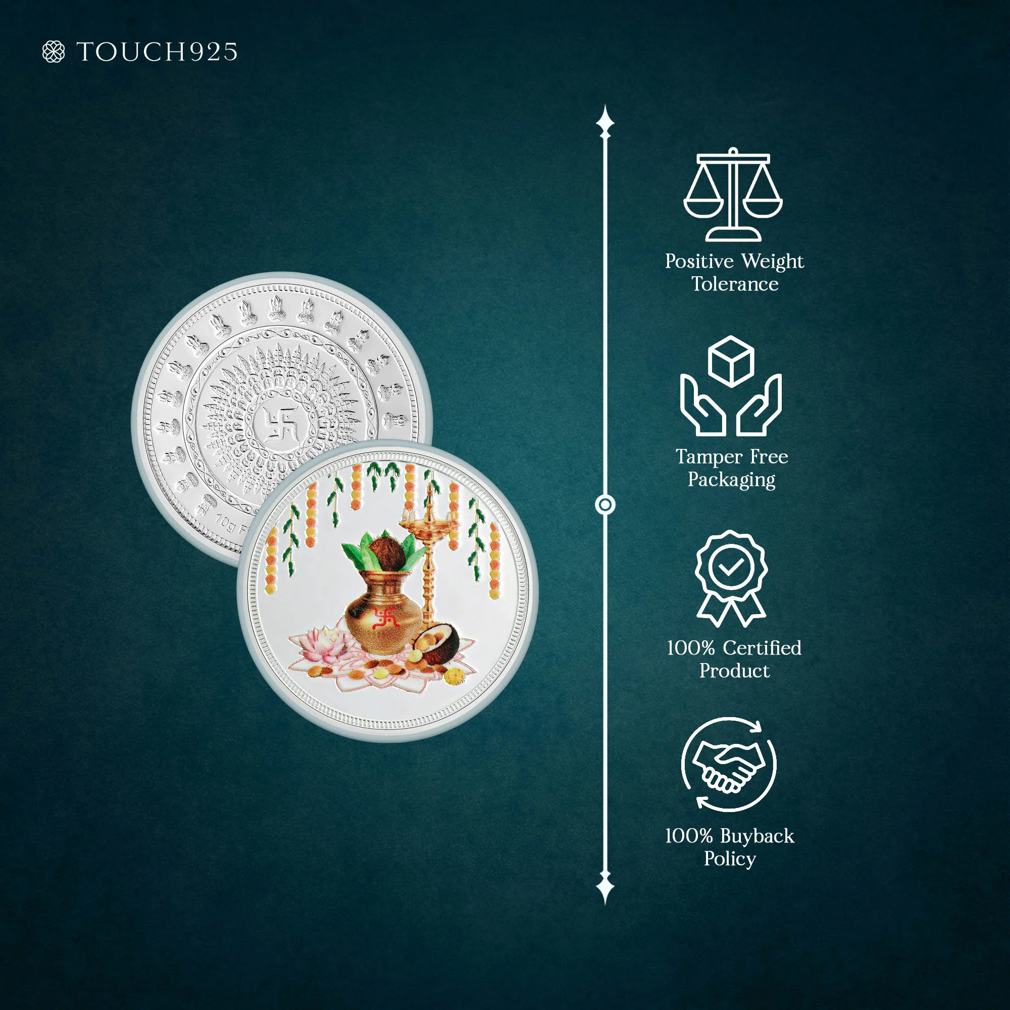 10g Kalash & Diya Pure 999 Silver Coin - Image 5