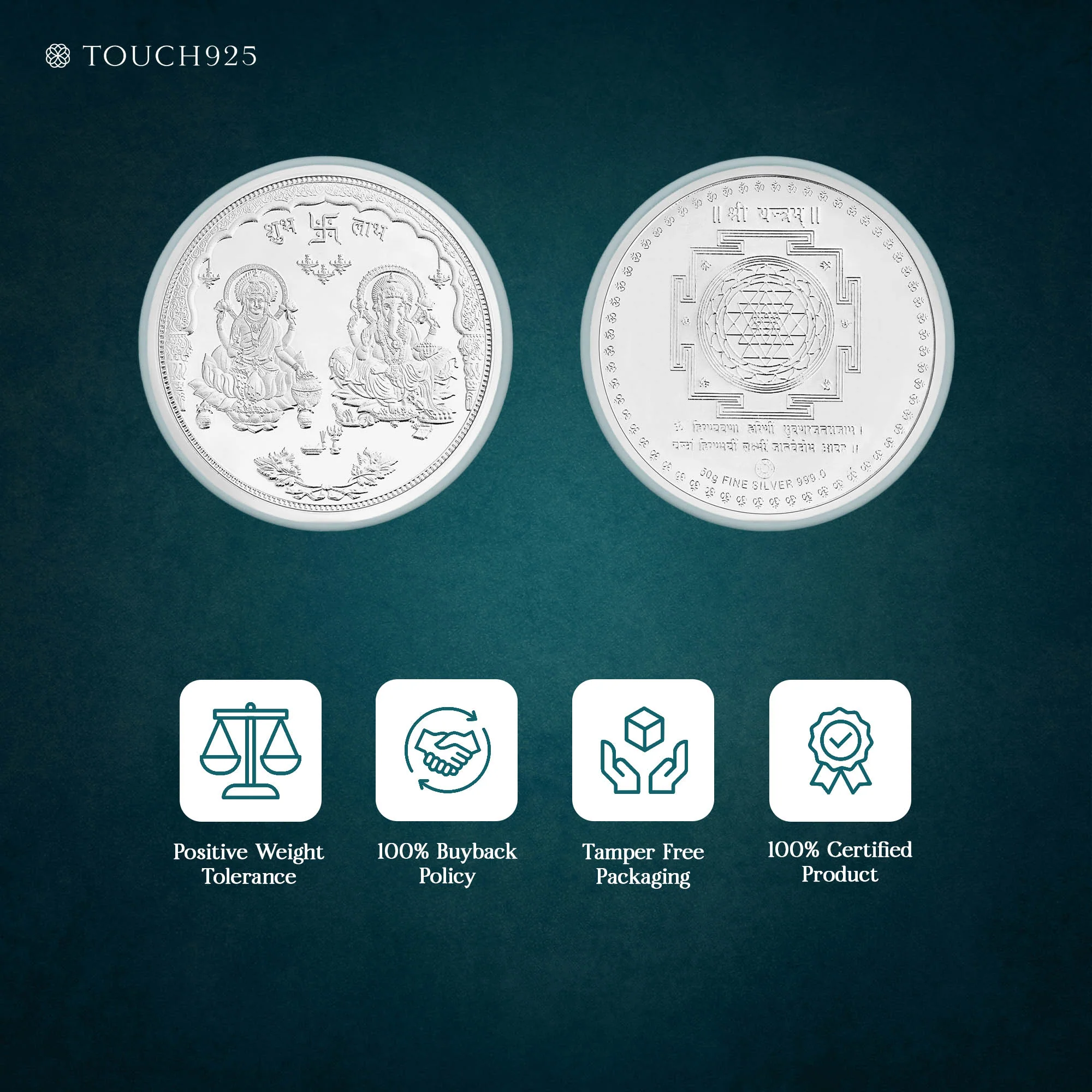 10-100g Lakshmi Ganesh Pure 999 Silver Coin - Image 11