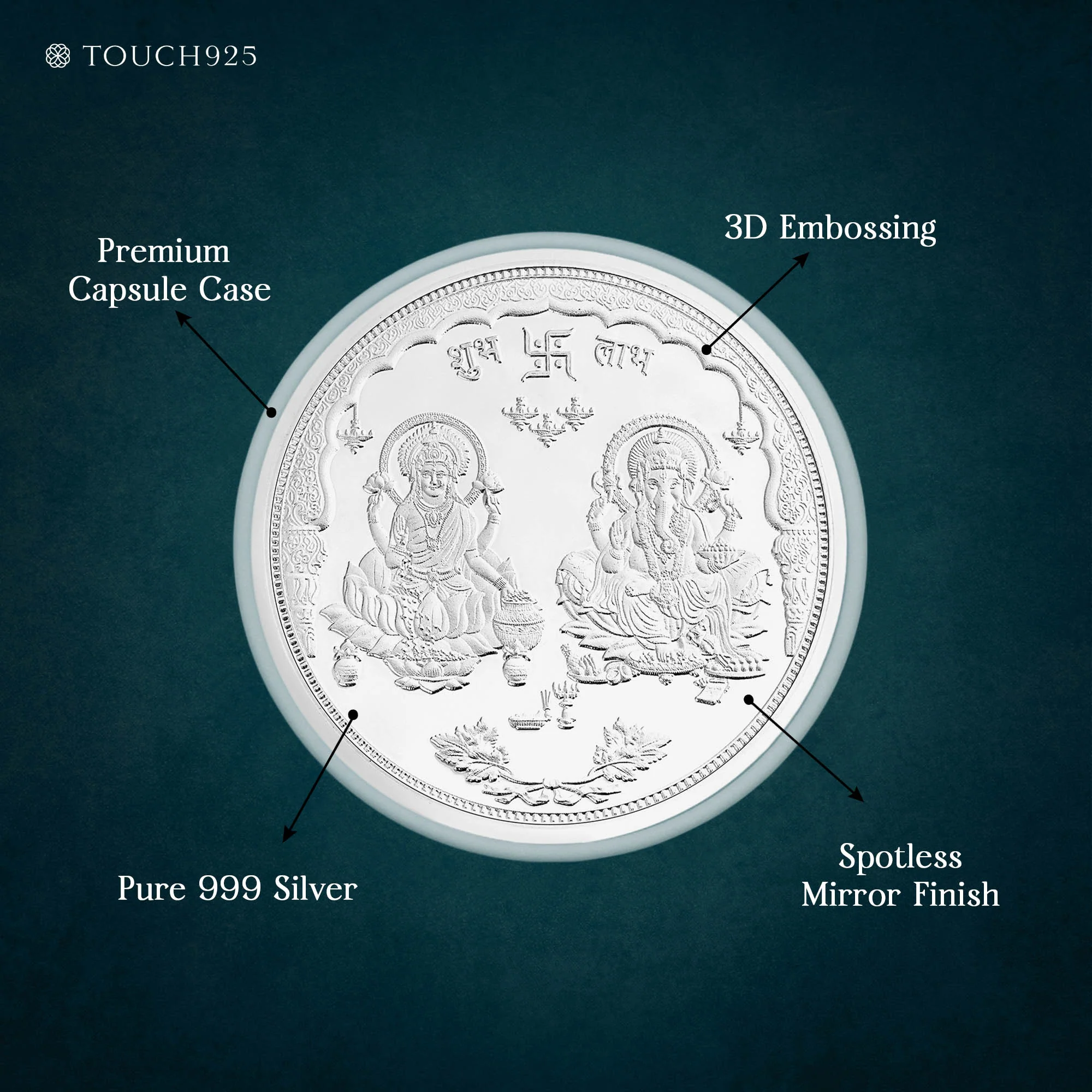 10-100g Lakshmi Ganesh Pure 999 Silver Coin - Image 16