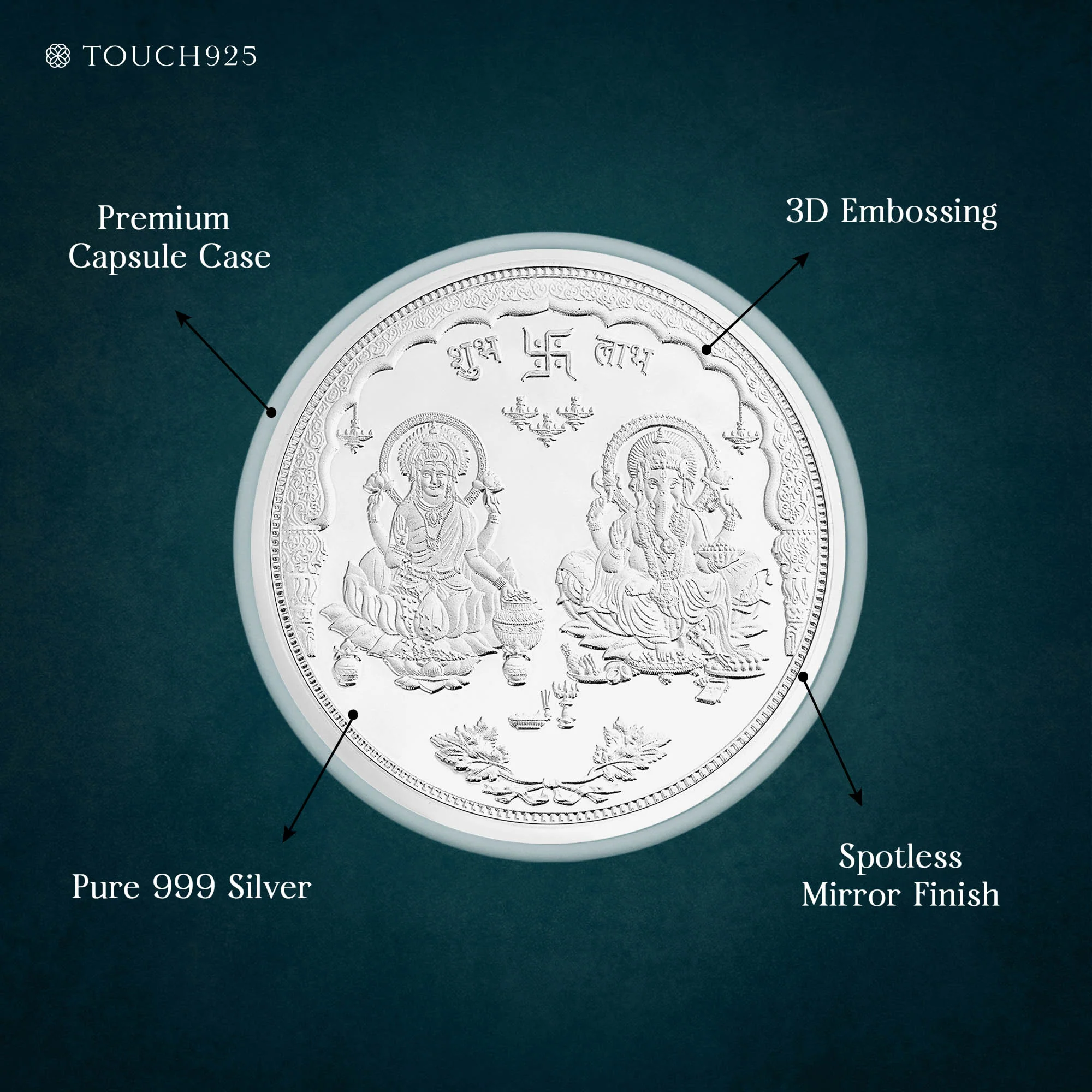 10-100g Lakshmi Ganesh Pure 999 Silver Coin - Image 4