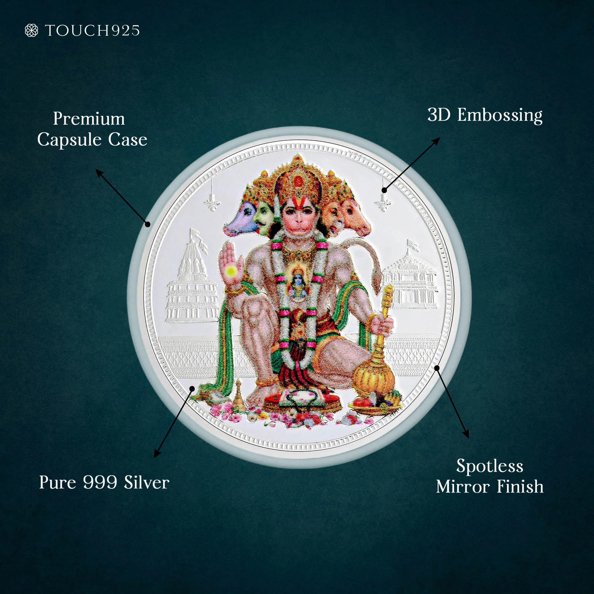 10g Panchmukhi Hanuman Ji Pure 999 Silver Coin - Image 4