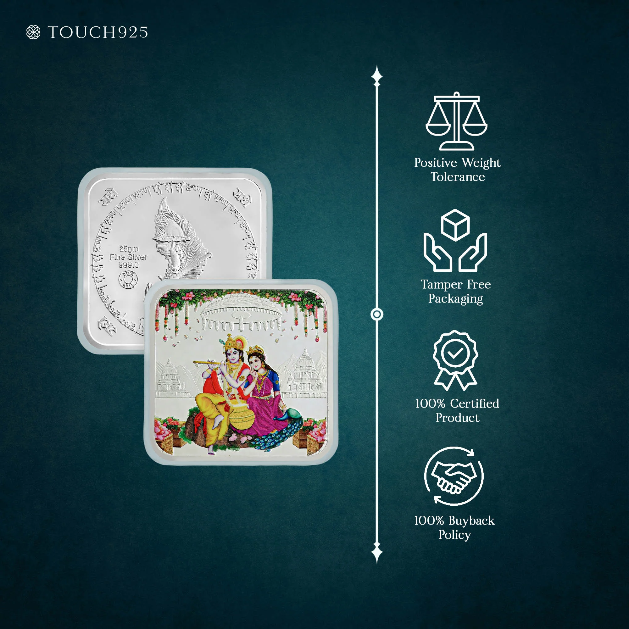 25g Radha Krishna Pure 999 Silver Coin - Image 5