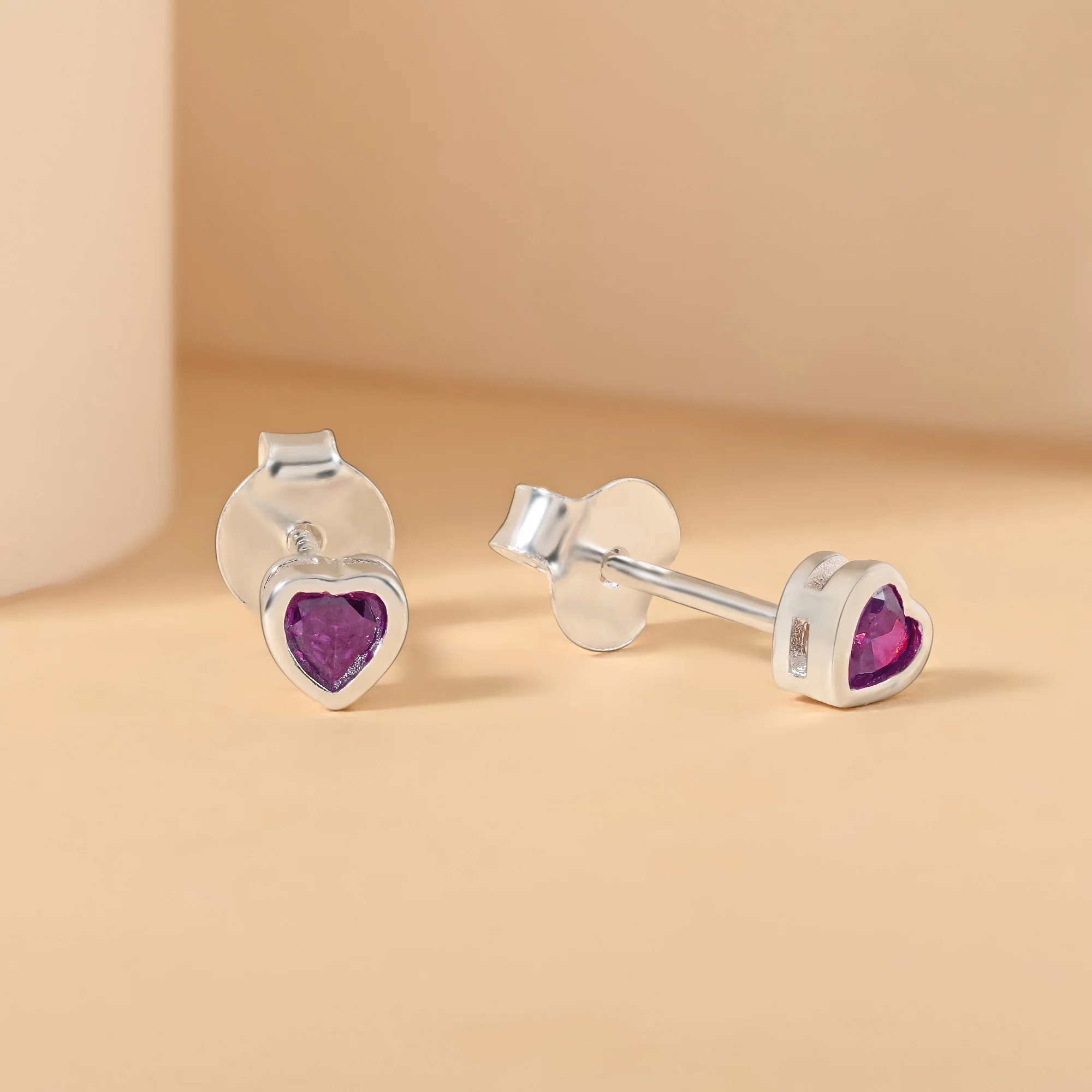 Pure Silver Heart Stud Earrings - Image 15