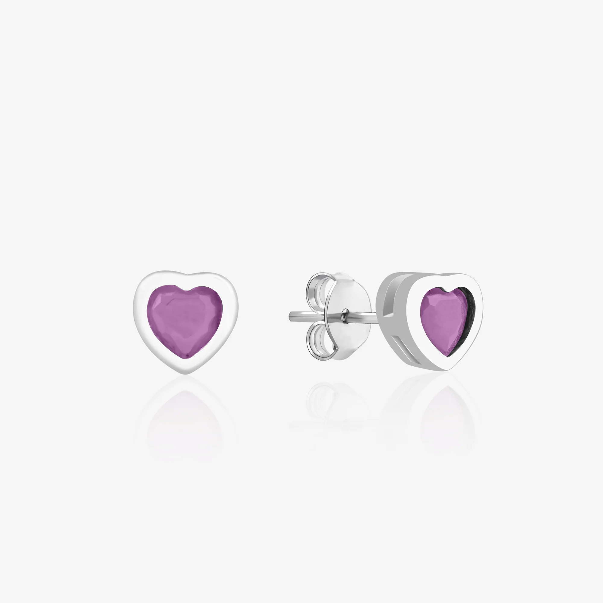 Pure Silver Heart Stud Earrings - Image 16