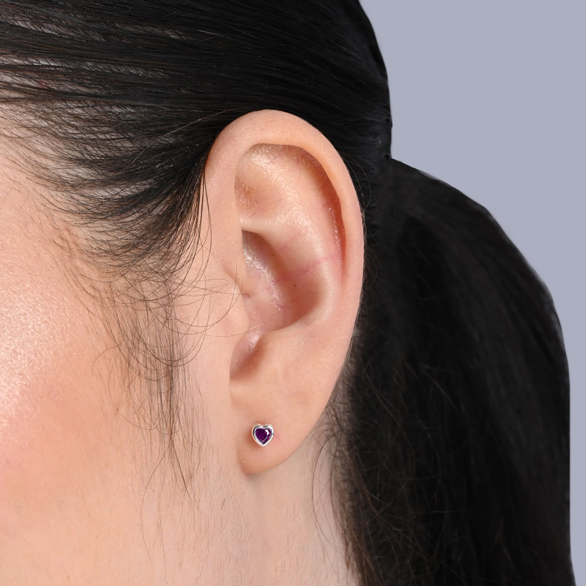 Pure Silver Heart Stud Earrings - Image 17