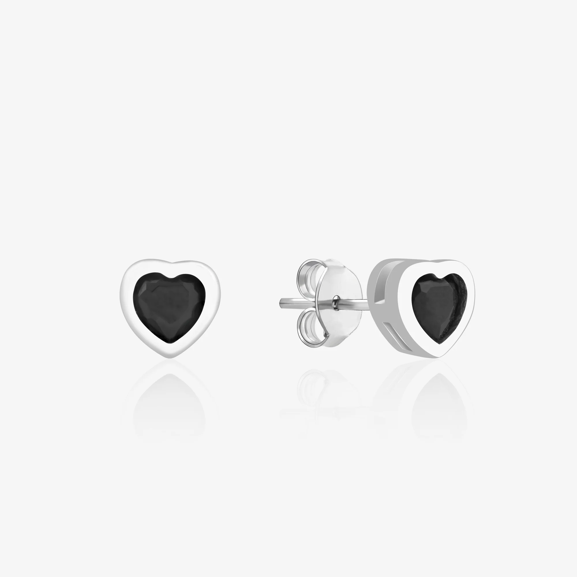Pure Silver Heart Stud Earrings - Image 2