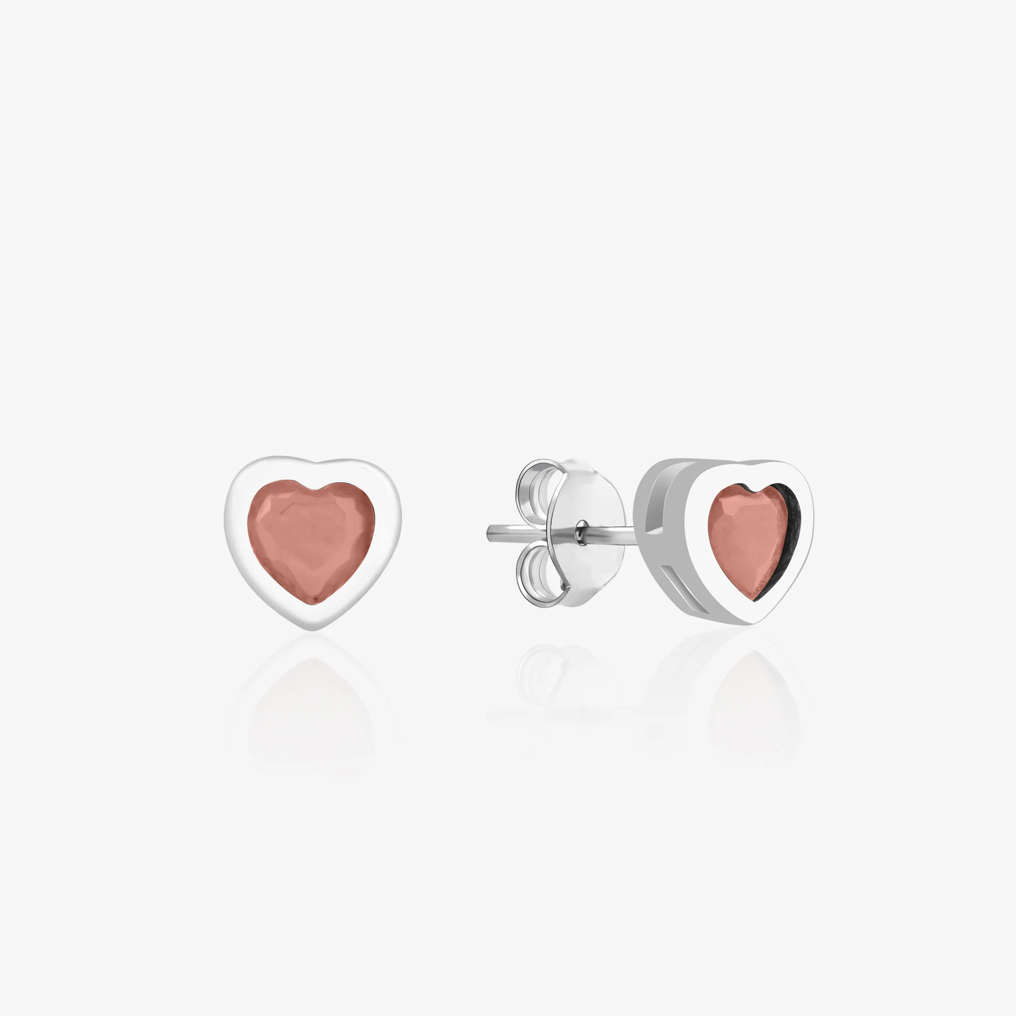 Pure Silver Heart Stud Earrings - Image 9