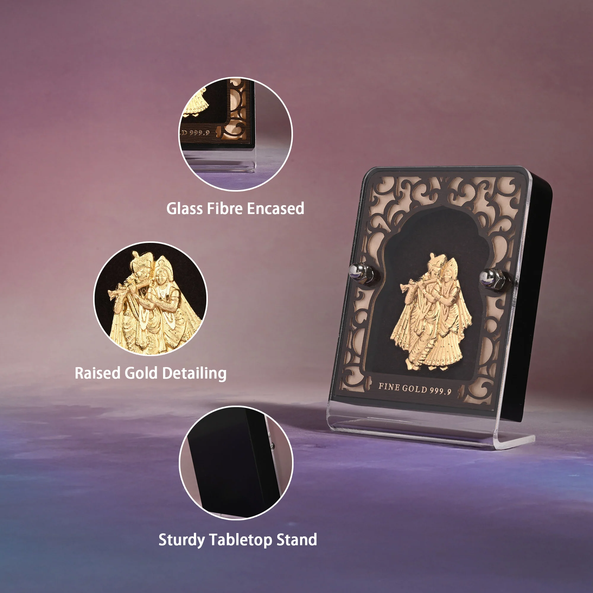 Radha Krishna 24K Gold Foil Frame - Image 3