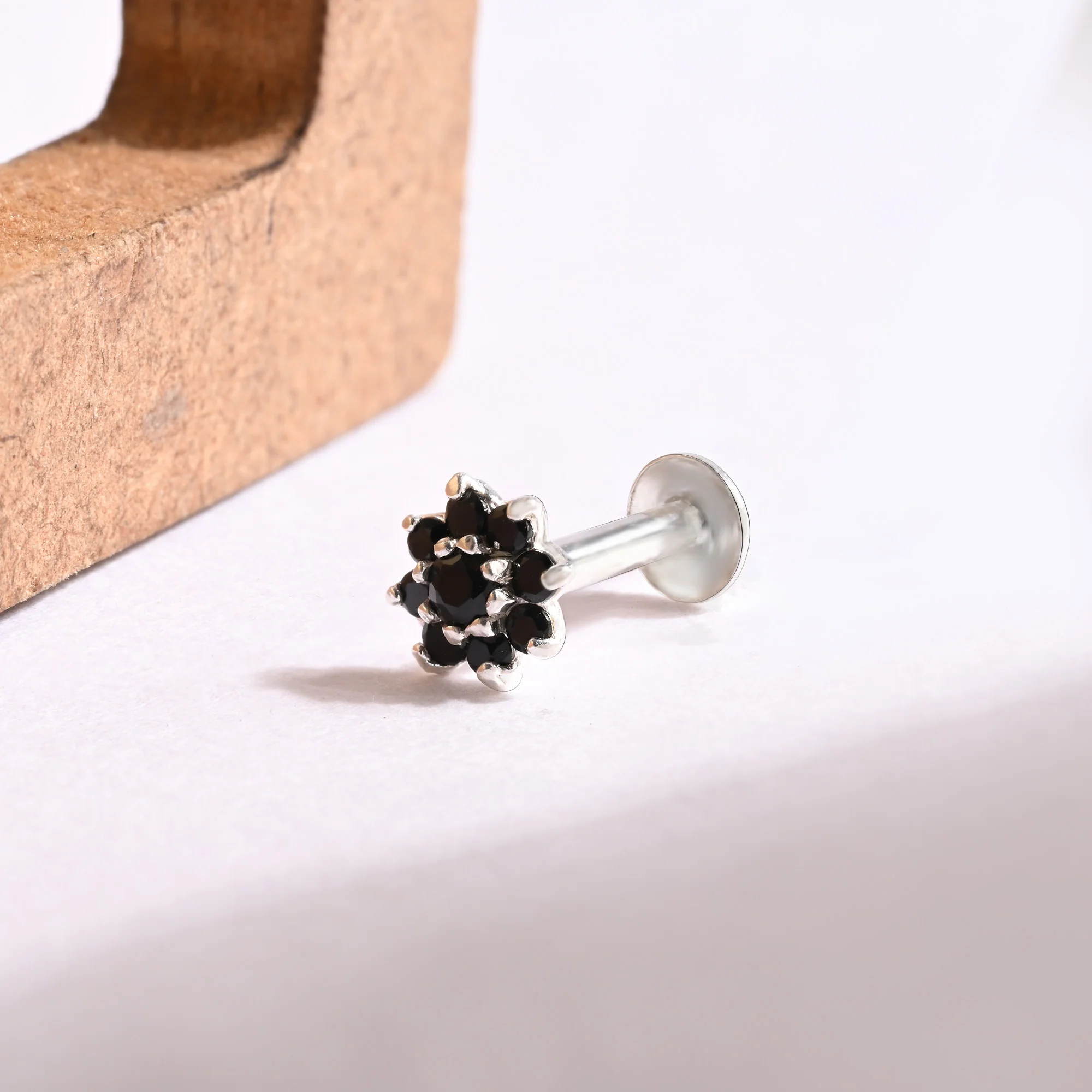 Radiant Bloom CZ Silver Nose Pin - Image 11