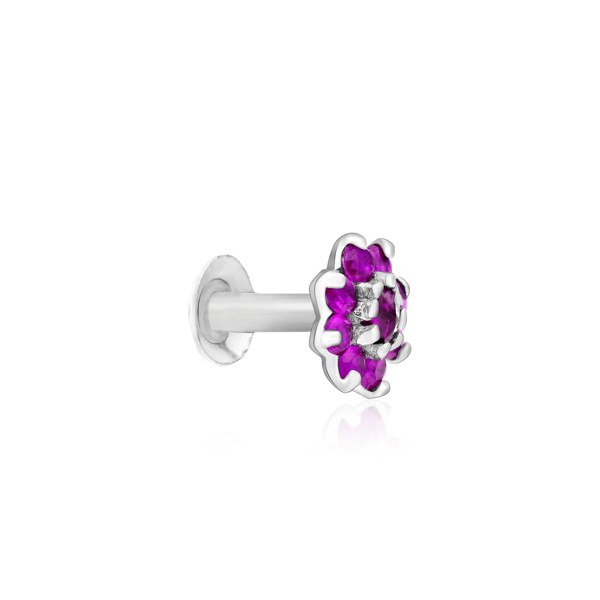 Radiant Bloom CZ Silver Nose Pin - Image 13