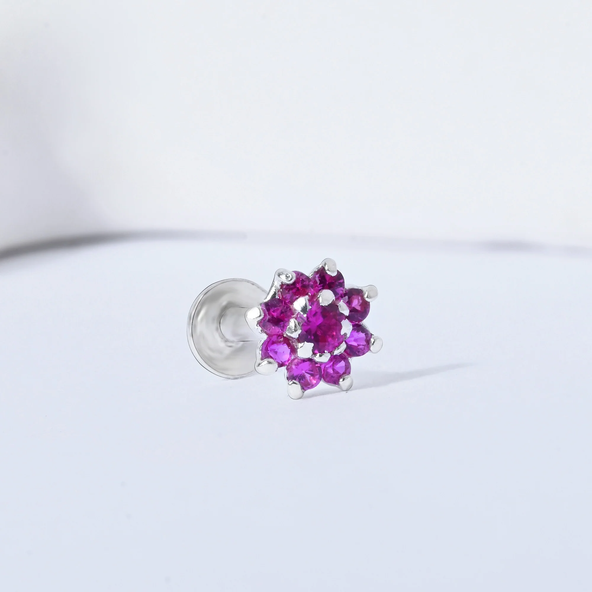 Radiant Bloom CZ Silver Nose Pin - Image 17