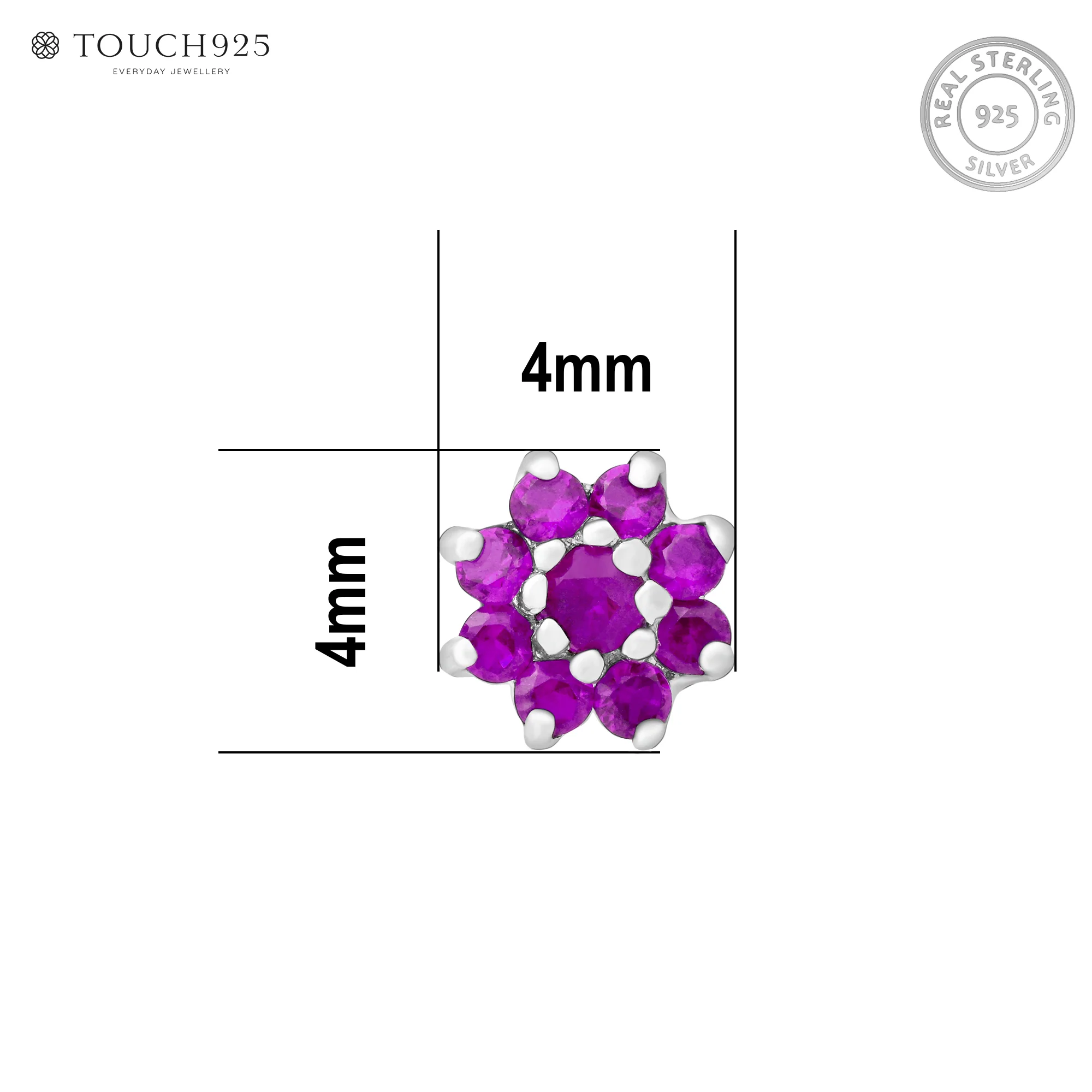 Radiant Bloom CZ Silver Nose Pin - Image 18